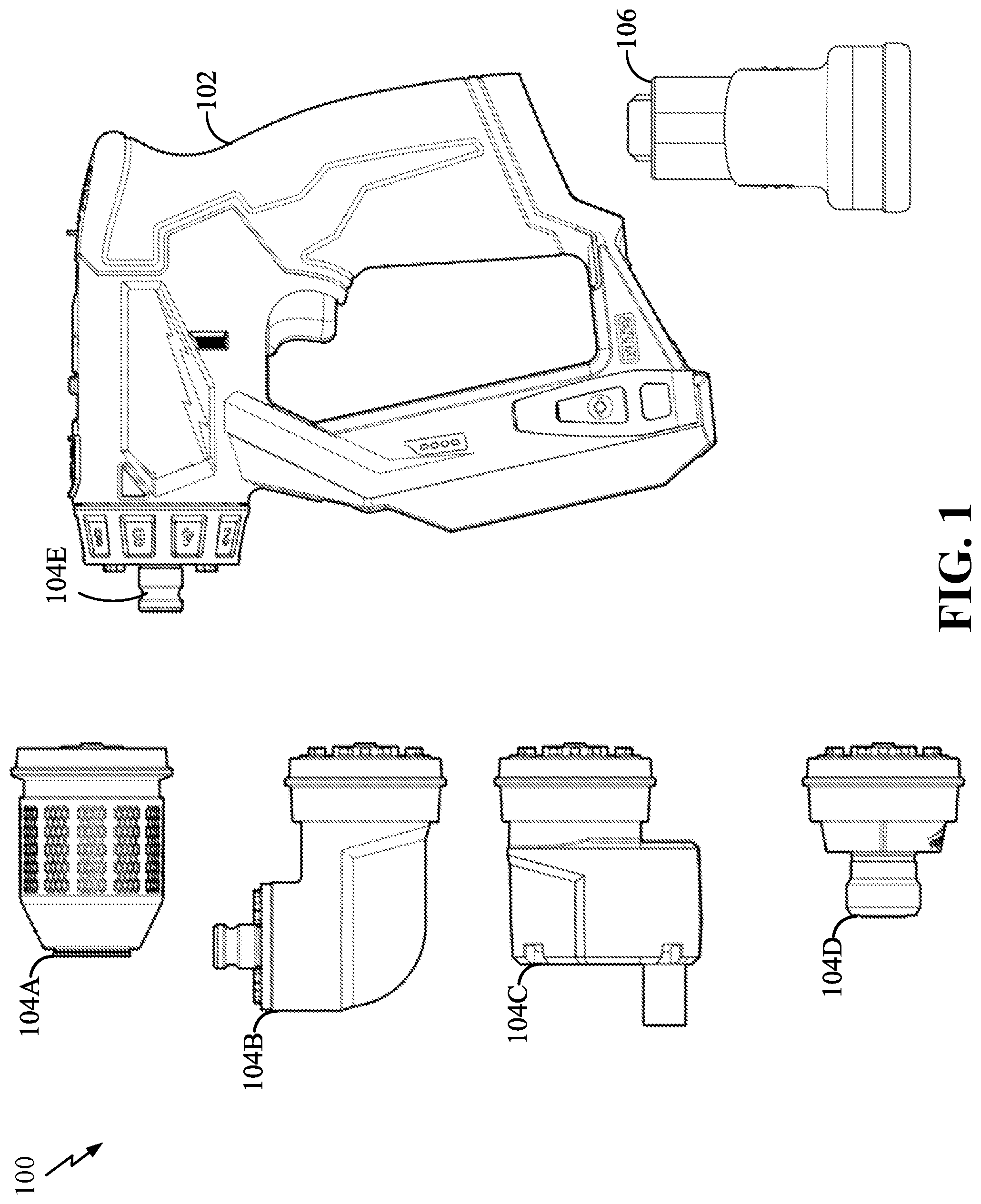 Patent US12569972 Figure 1 – Adaptable motor control of modular power tool