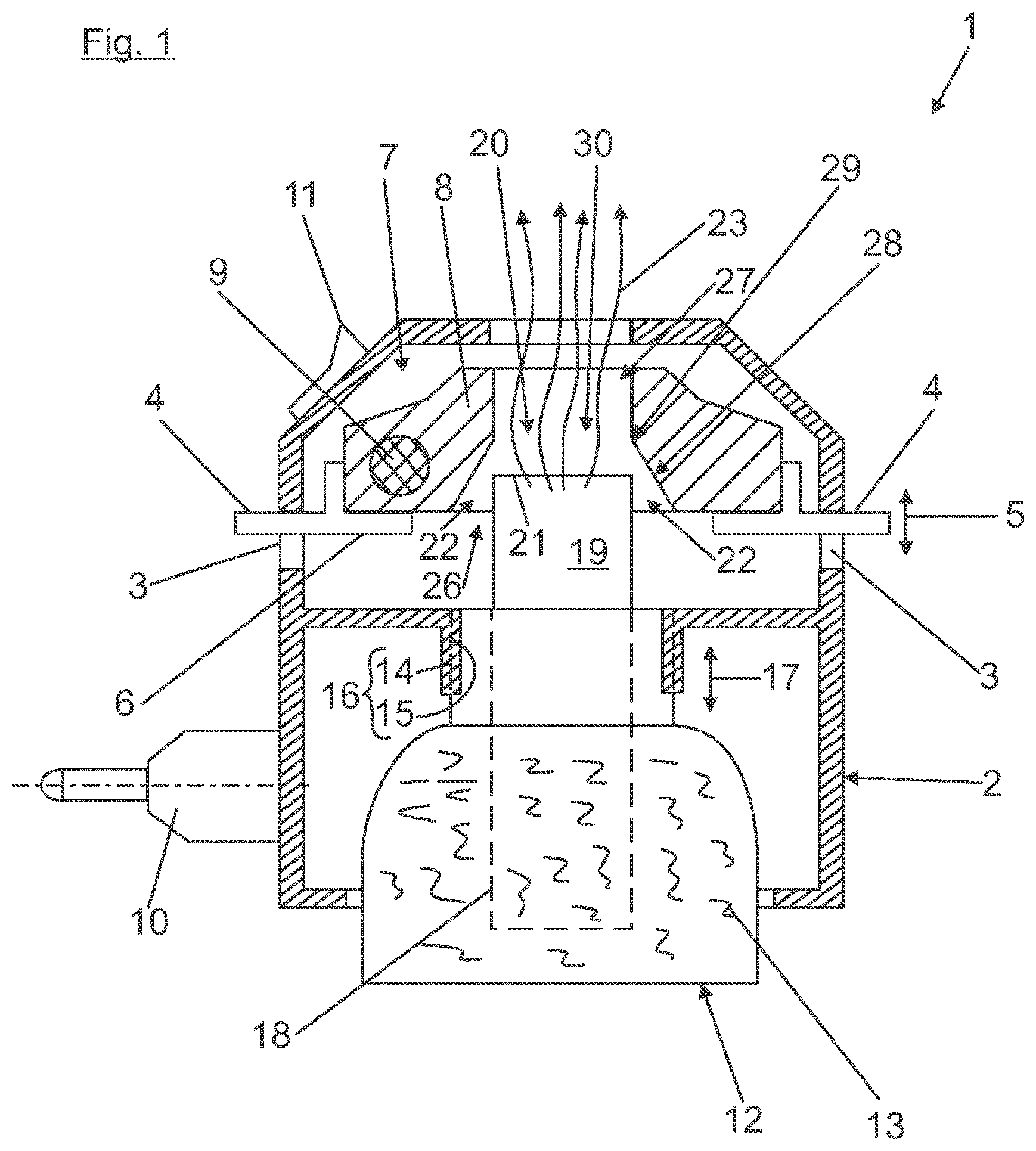 Patent US12576177 — Device and method for evaporating volatile substances, especially perfumes and/or insecticides, and heating body — Figure 1