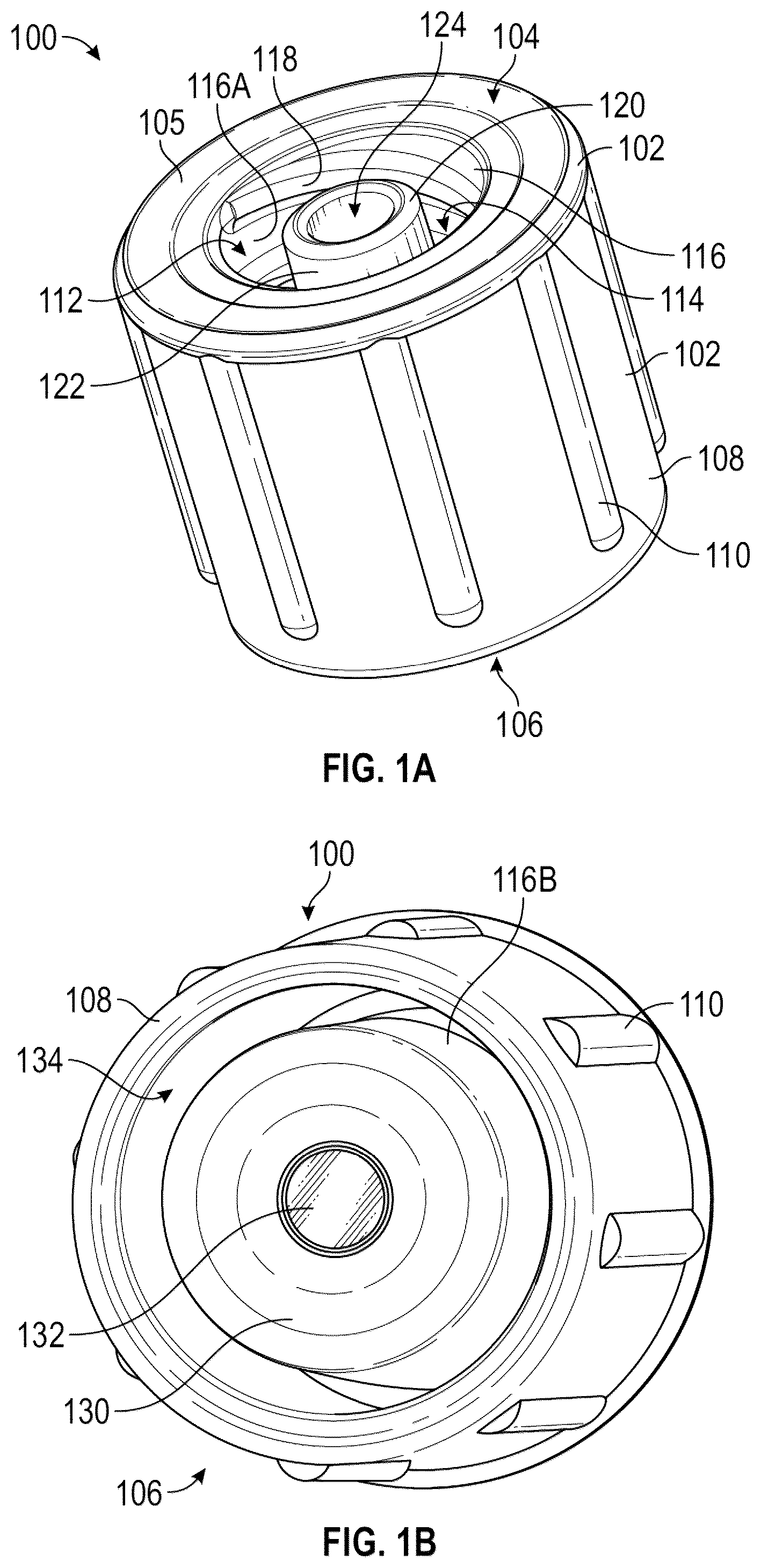 Patent US12576260 Figure 1 – Disinfecting cap for open female luer devices