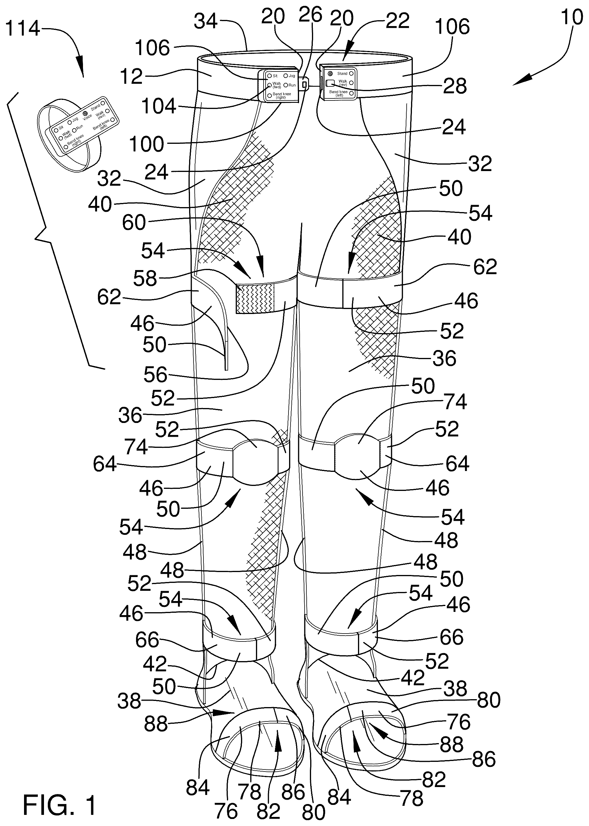 Patent US12576264 — Neuroprosthesis apparatus for stimulating leg movement — Figure 1
