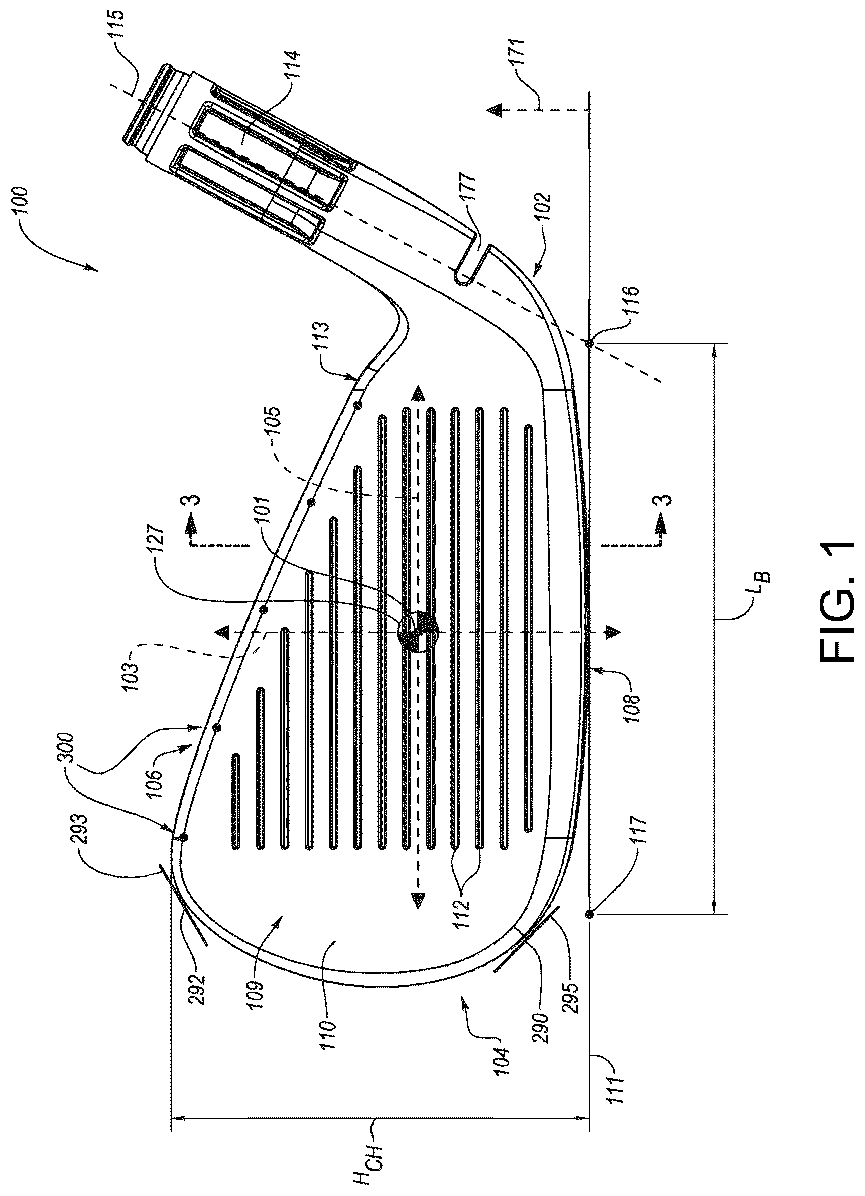 Patent US12576315 — Clubheads for iron-type golf clubs — Figure 1