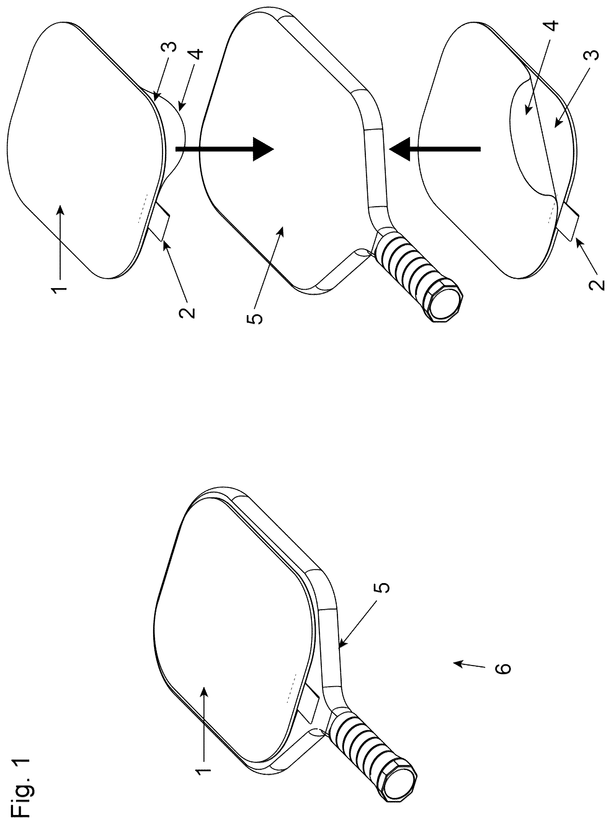 Patent US12576319 — Sound-dampening pad for a paddle — Figure 1