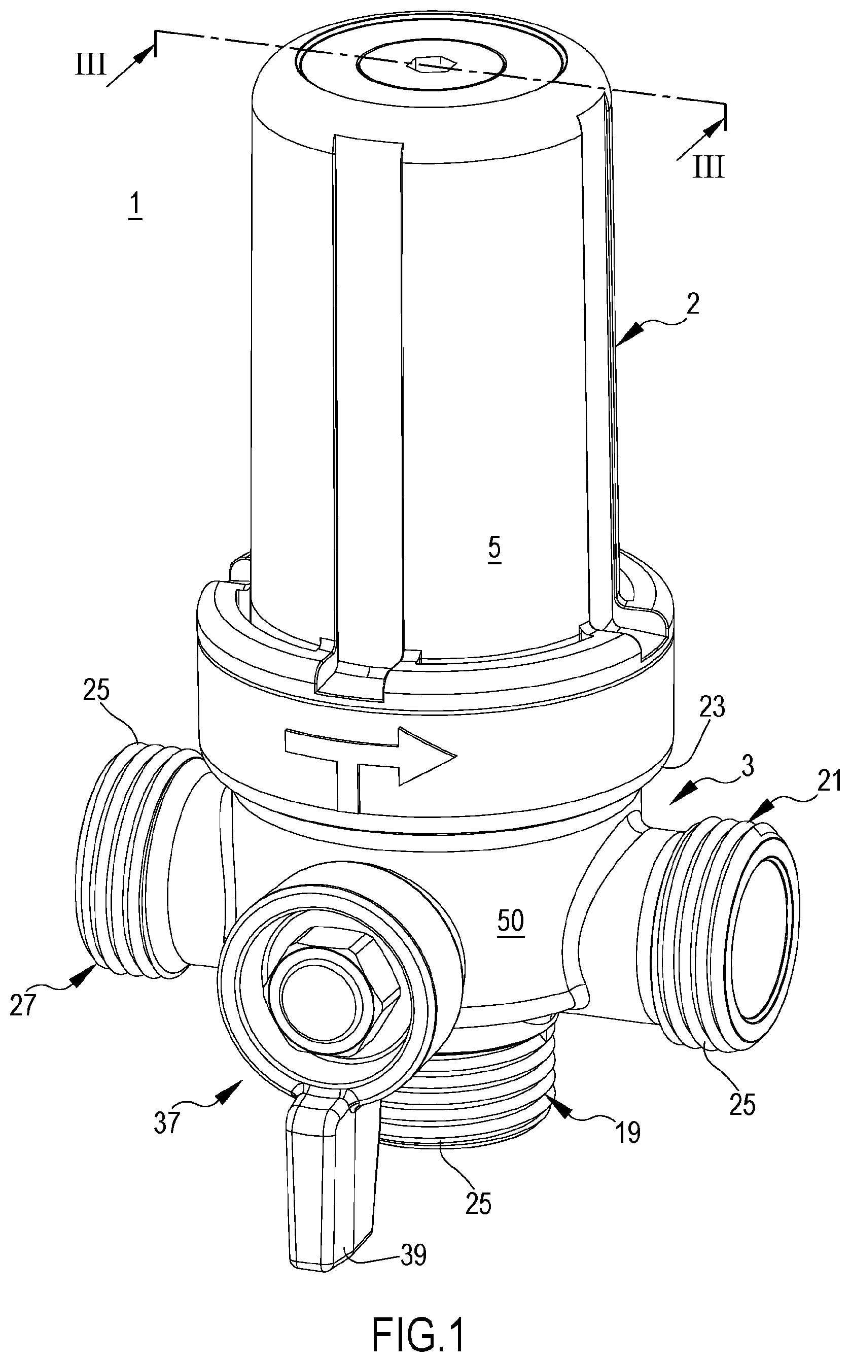 Patent US12576350 — Filtering group including a spherical valve — Figure 1