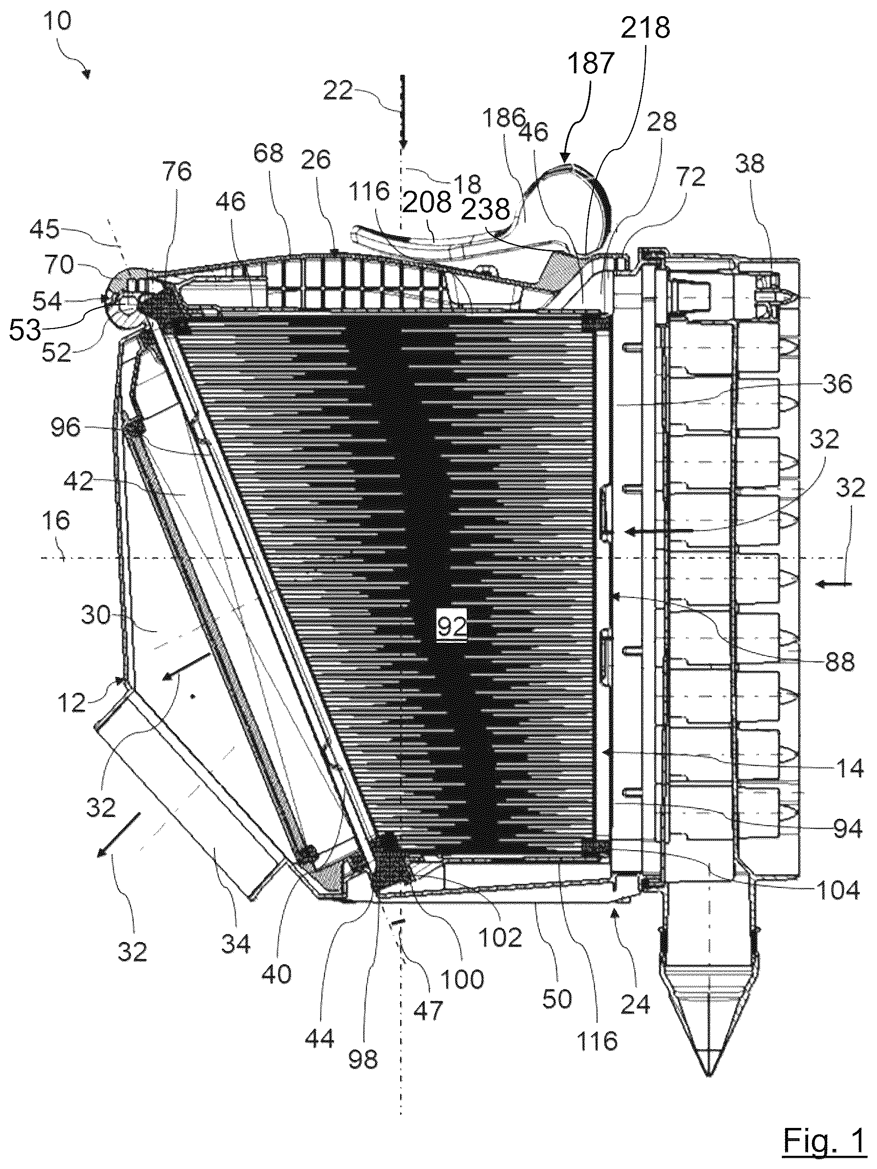 Patent US12576357 — Filter housing of a filter for a fluid and filter — Figure 1