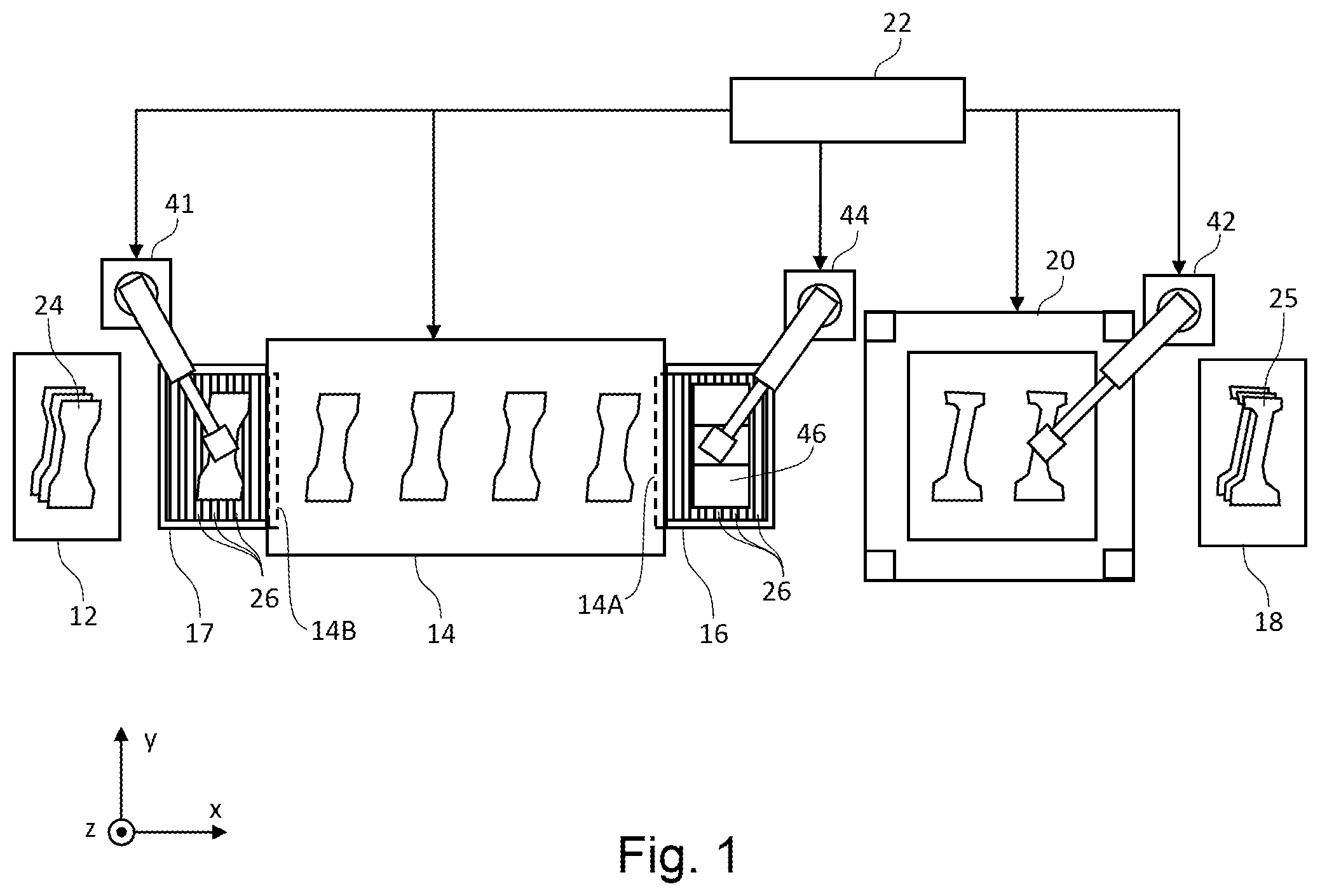 Patent US12576443 — Method of manufacturing press-formed product, apparatus for transporting heated workpiece, and hot-press manufacturing line — Figure 1
