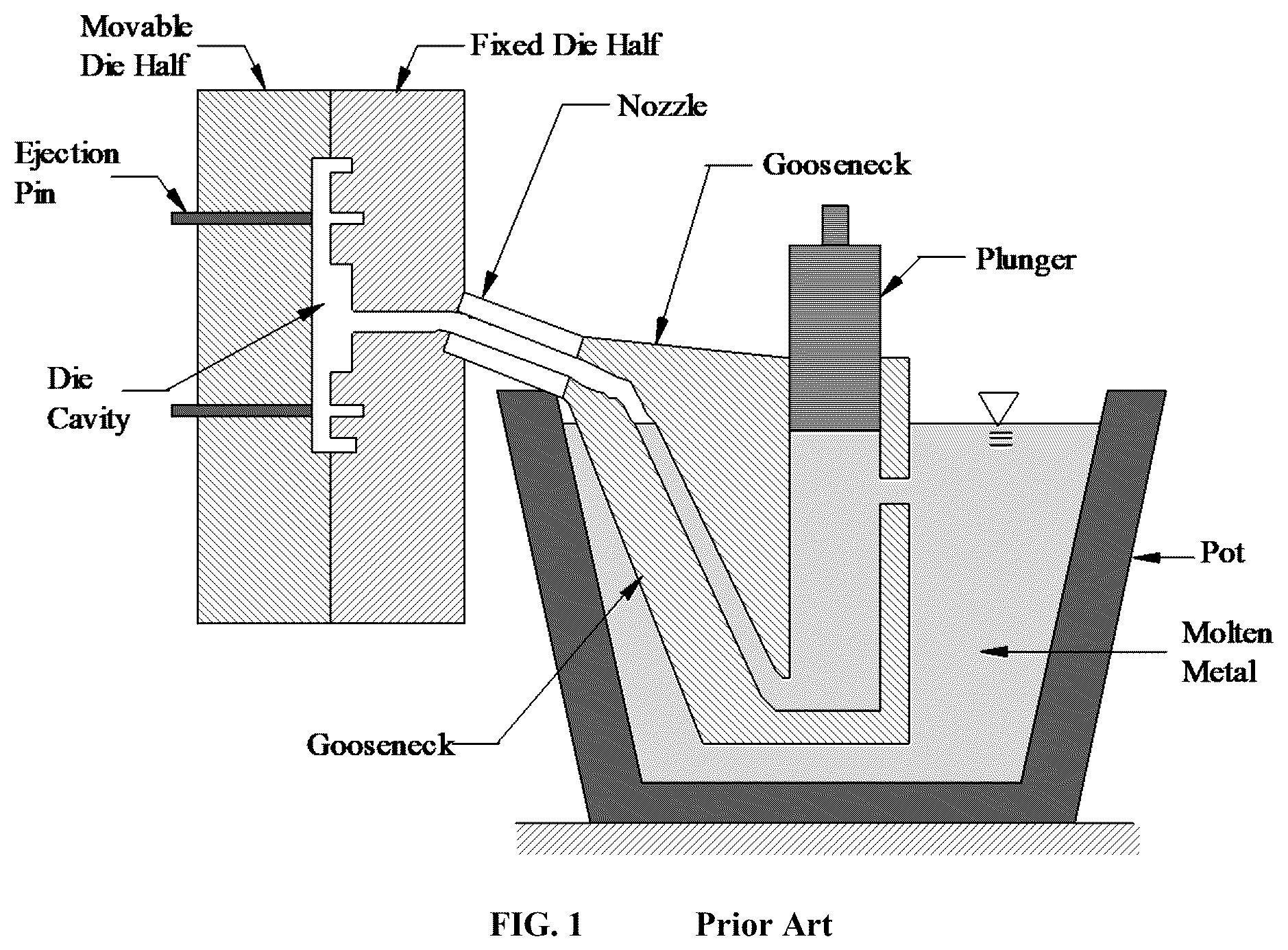 Patent US12576445 — Casting process for making an erosion and wear resistant shot chamber for die casting applications — Figure 1