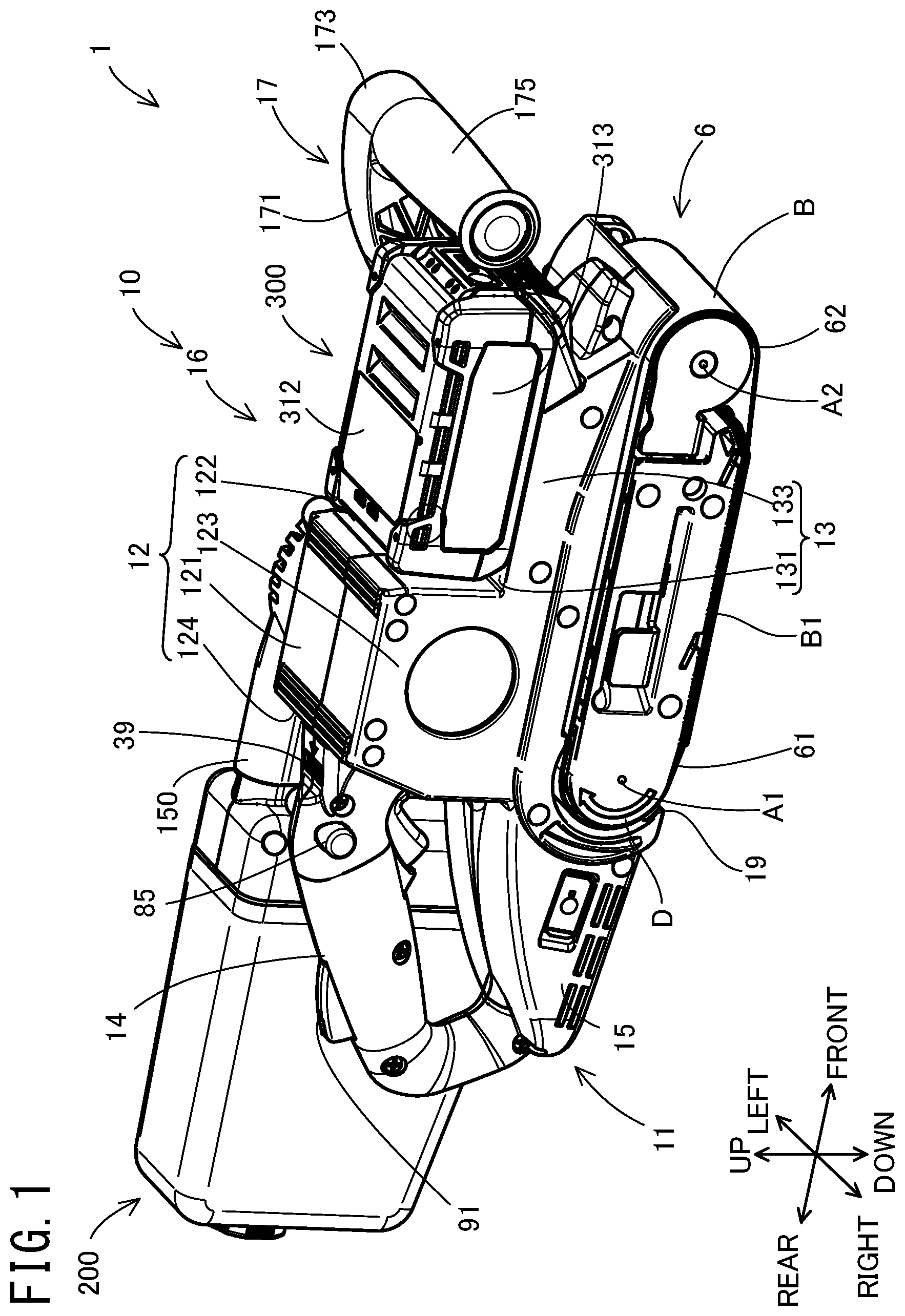 Patent US12576471 Figure 1 – Belt sander