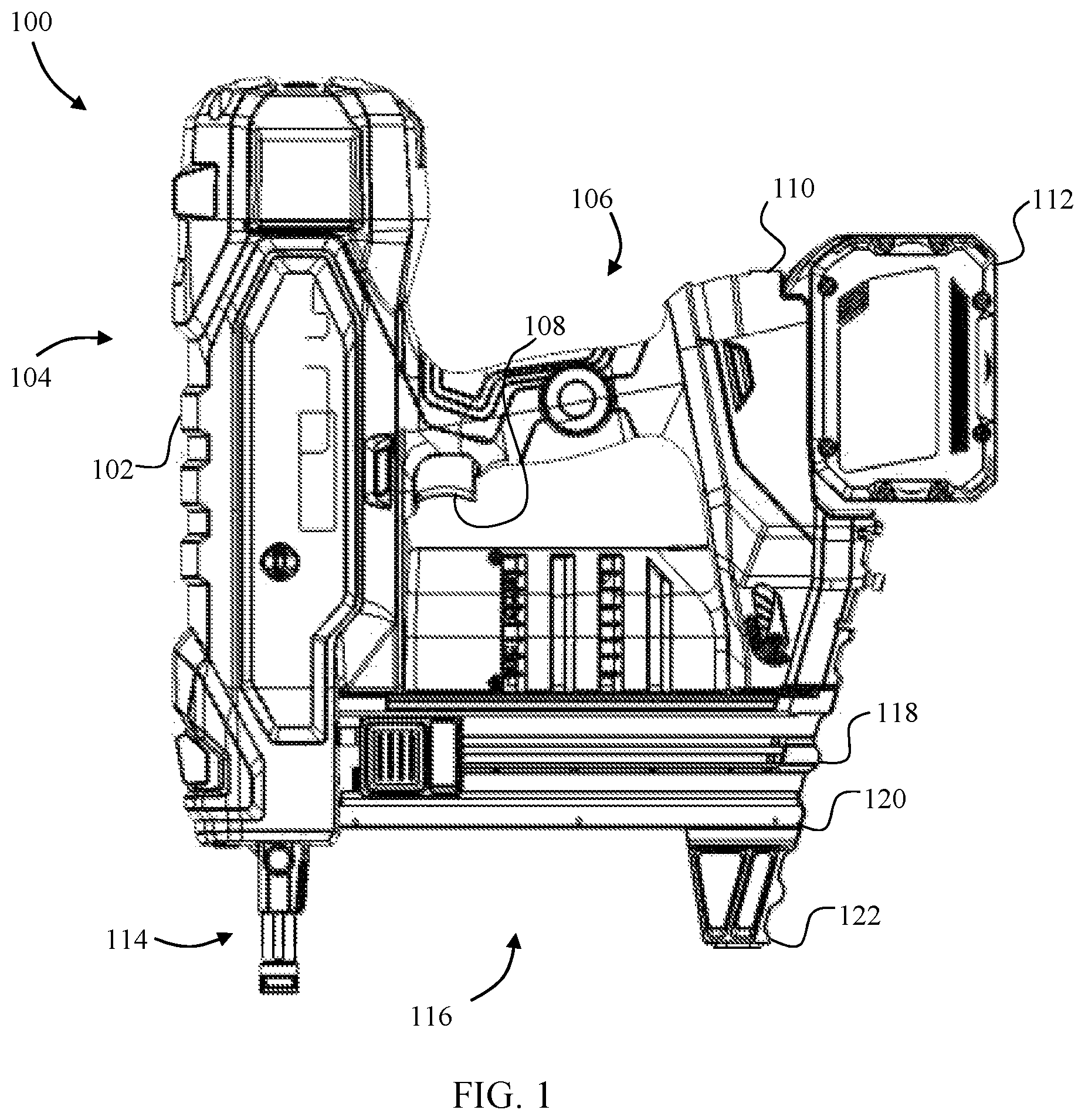 Patent US12576494 — Protective support structure for nailer — Figure 1