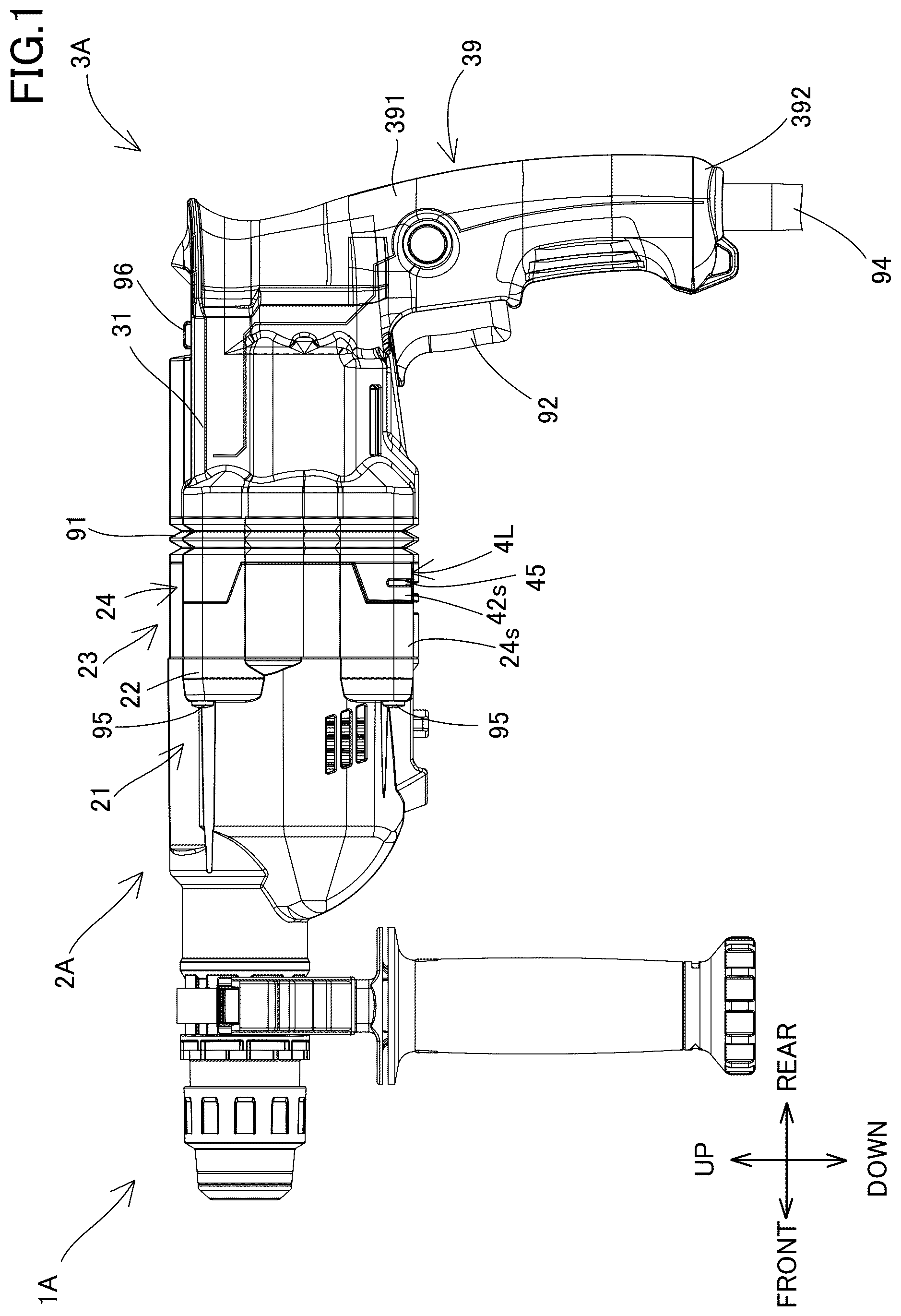 Patent US12576495 — Power tool having a hammer mechanism — Figure 1