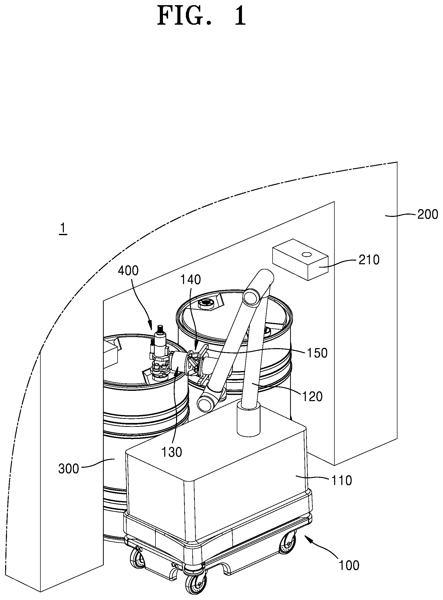 Patent US12576522 — Drum coupling automation robot and drum coupling automation method — Figure 1