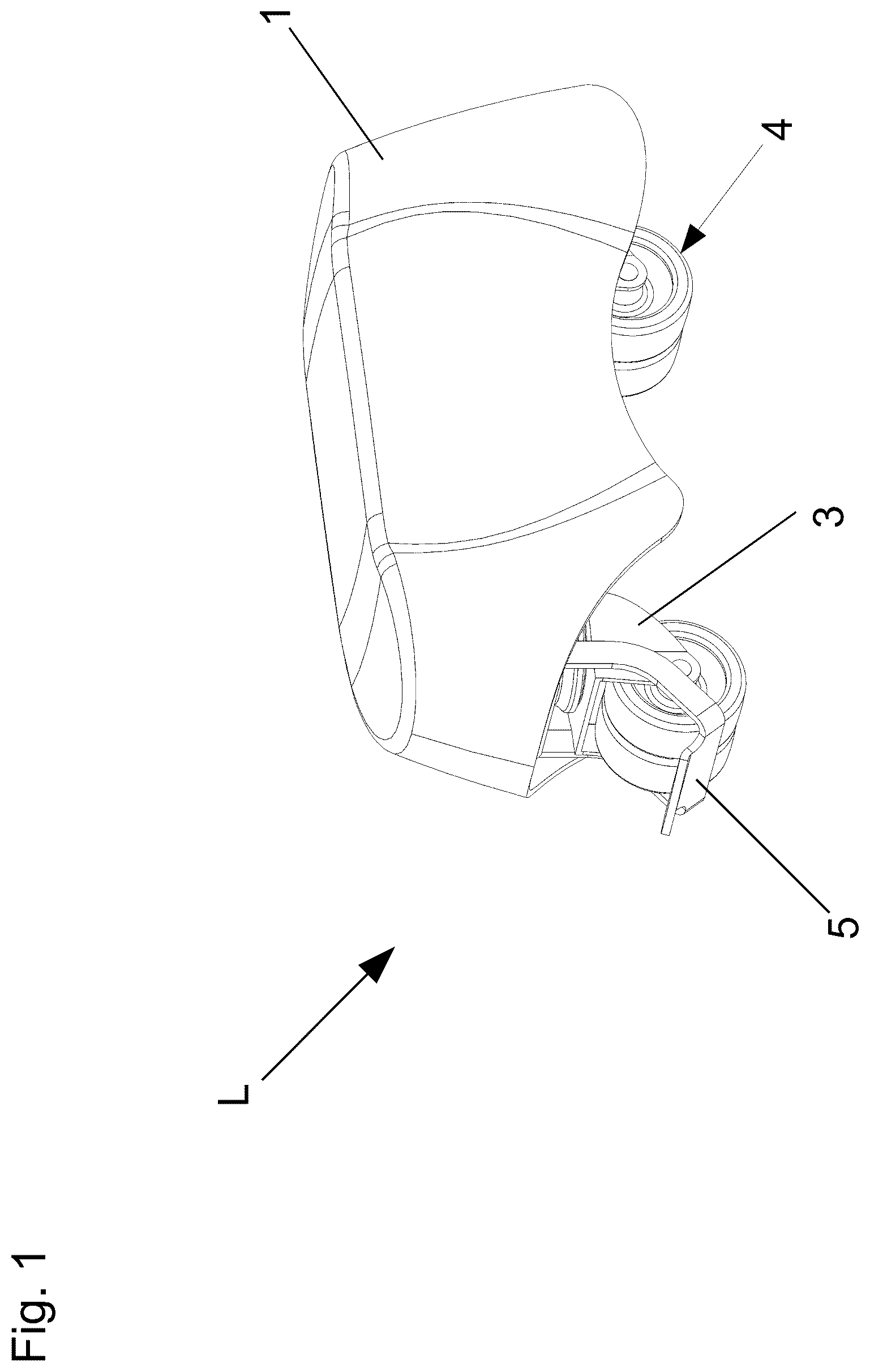 Patent US12576672 — Swivel castor arrangement for a piece of furniture and a bed with the swivel castor arrangement — Figure 1
