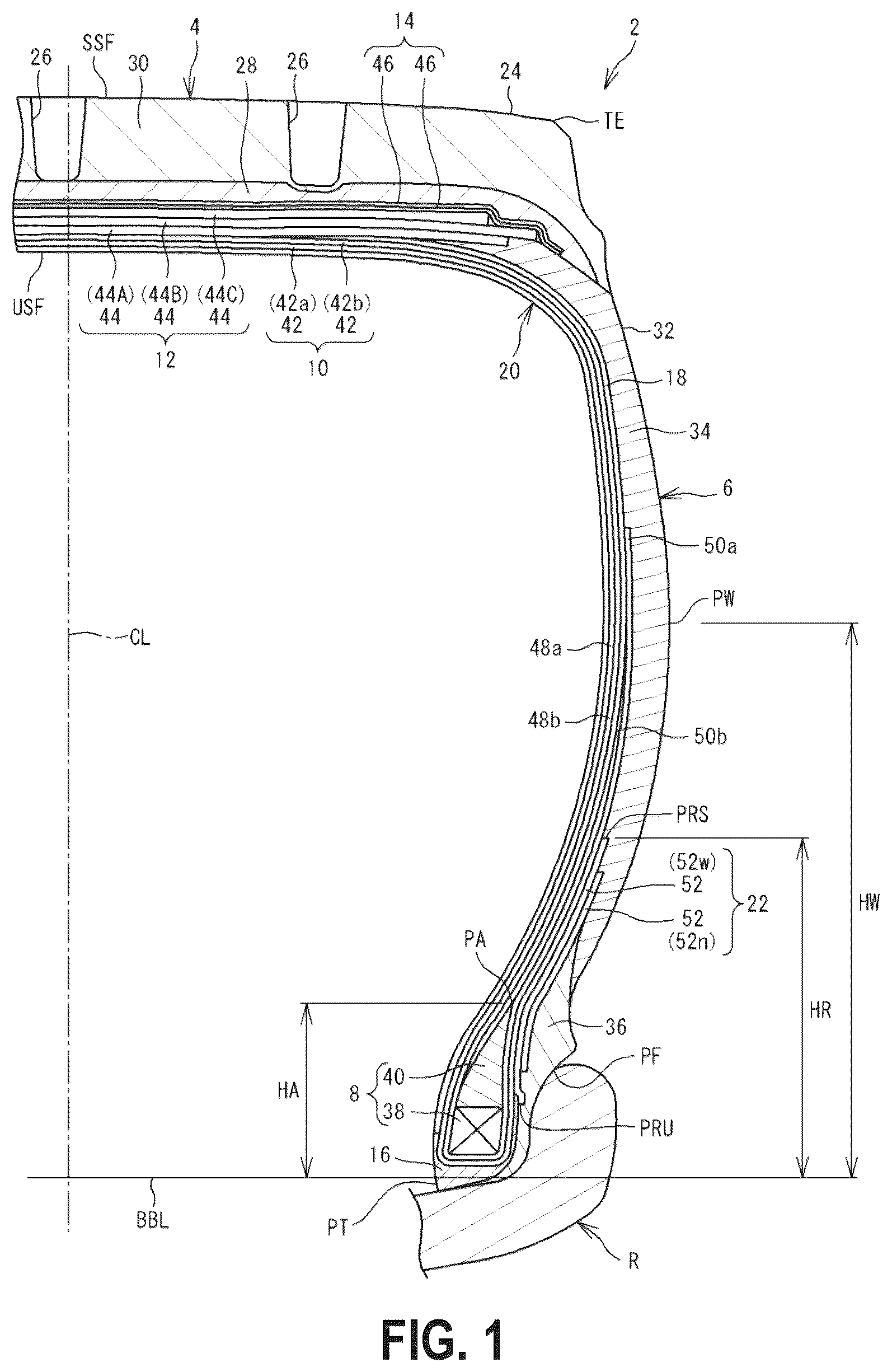 Patent US12576675 — Tire — Figure 1