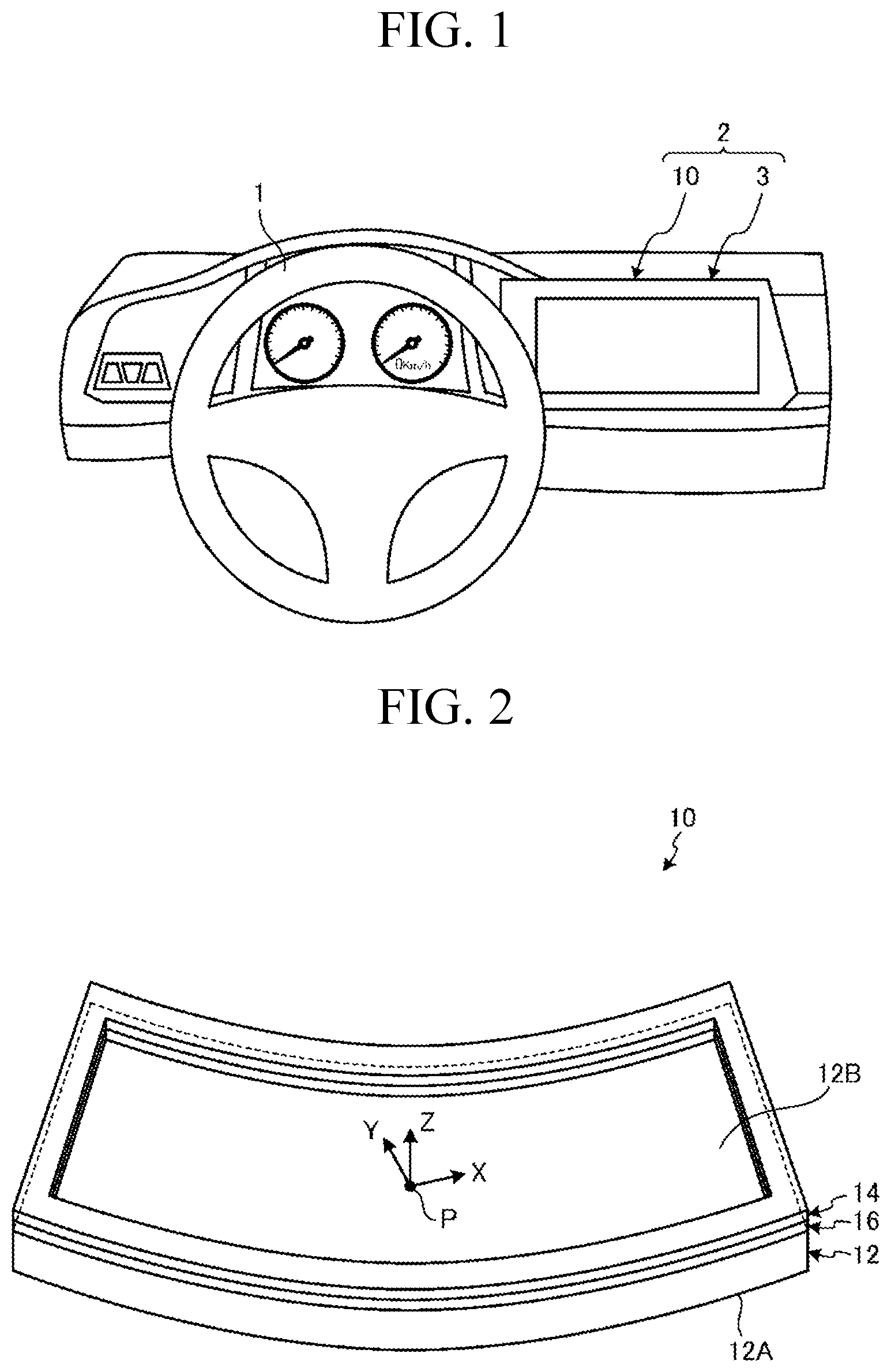 Patent US12576714 — Glass article and onboard display device — Figure 1