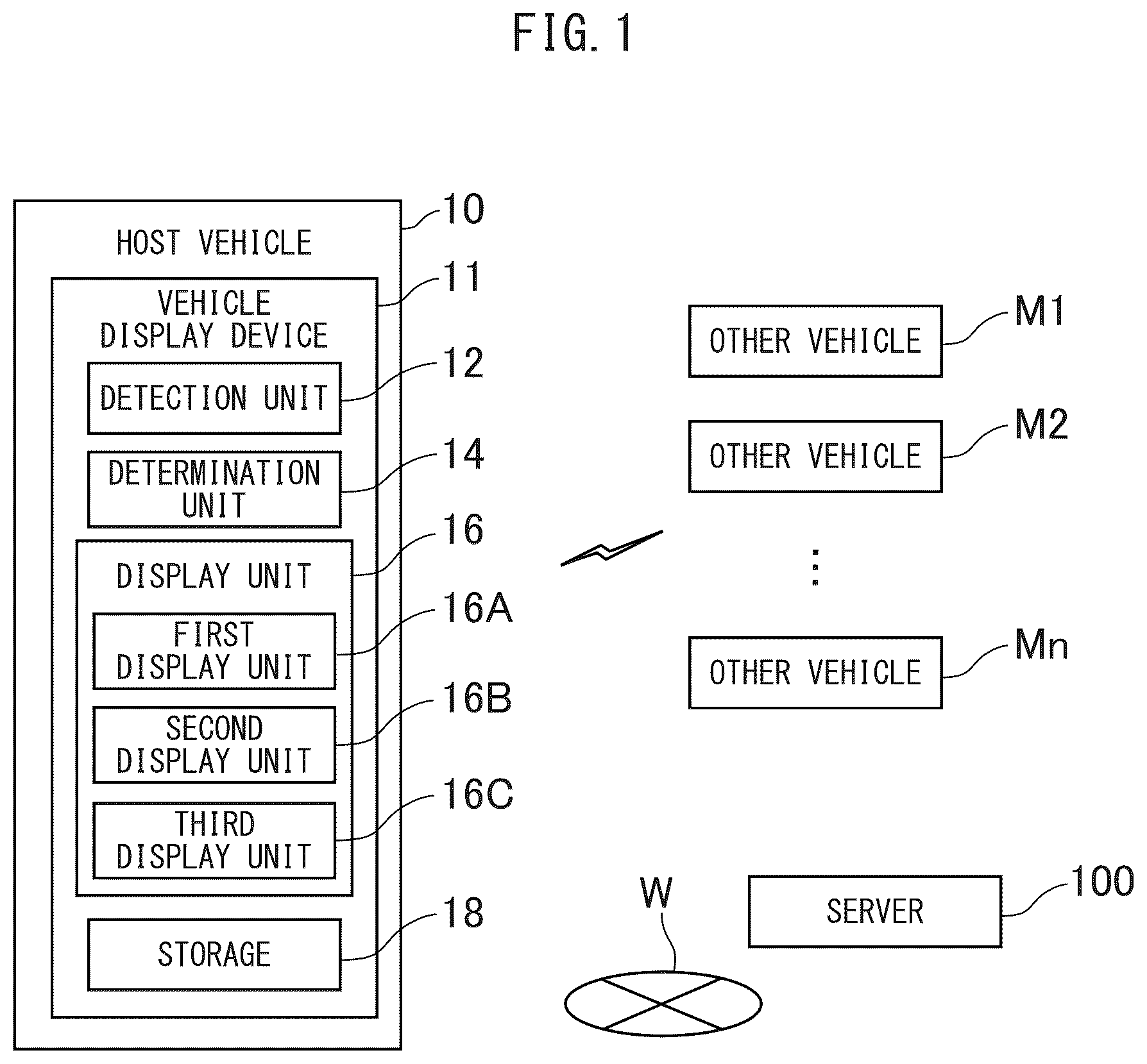 Patent US12576716 Figure 1 – Vehicle display device and display control method