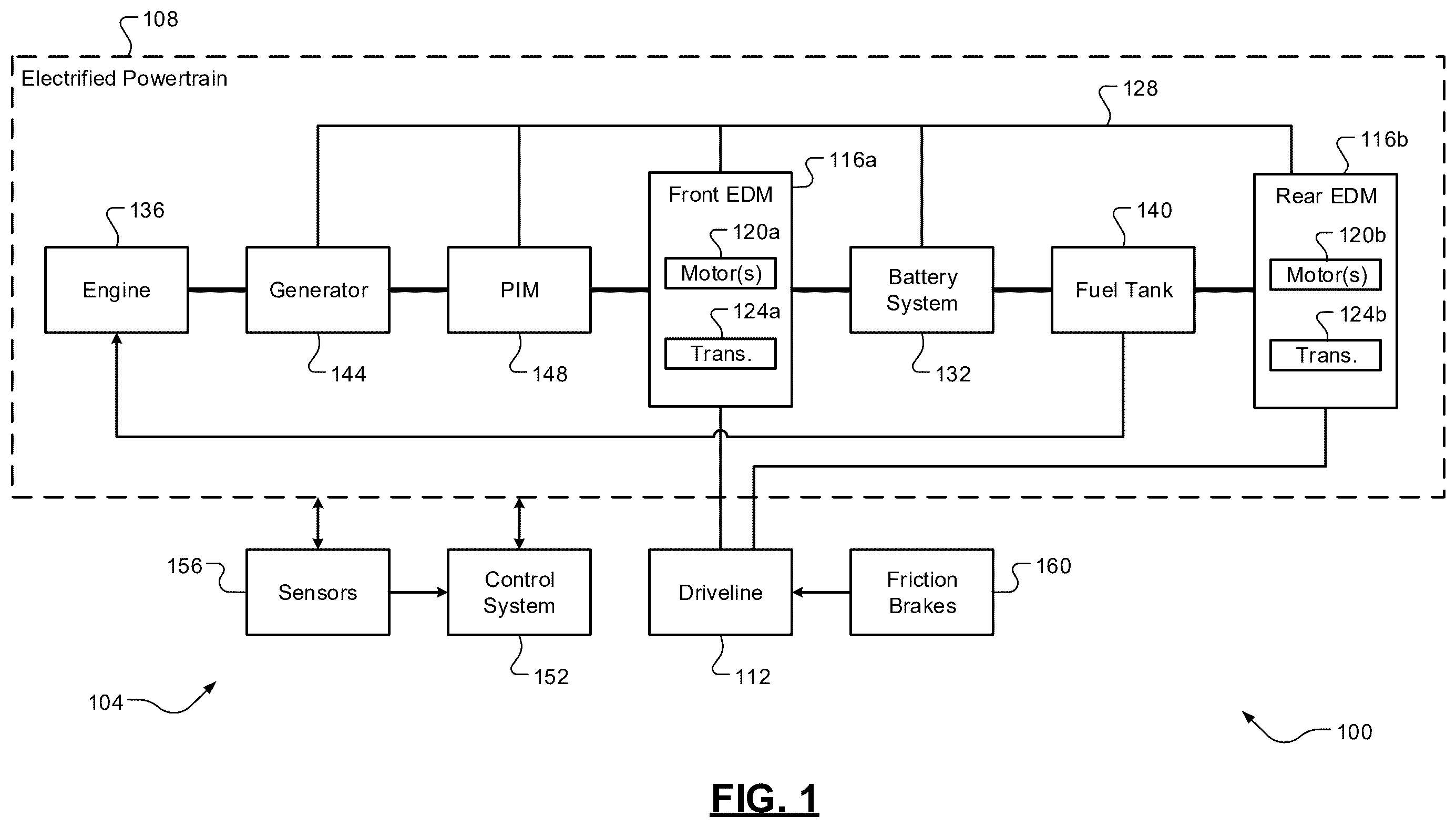 Patent US12576726 — Energy management in heavy duty trucks using inefficient motor operation — Figure 1