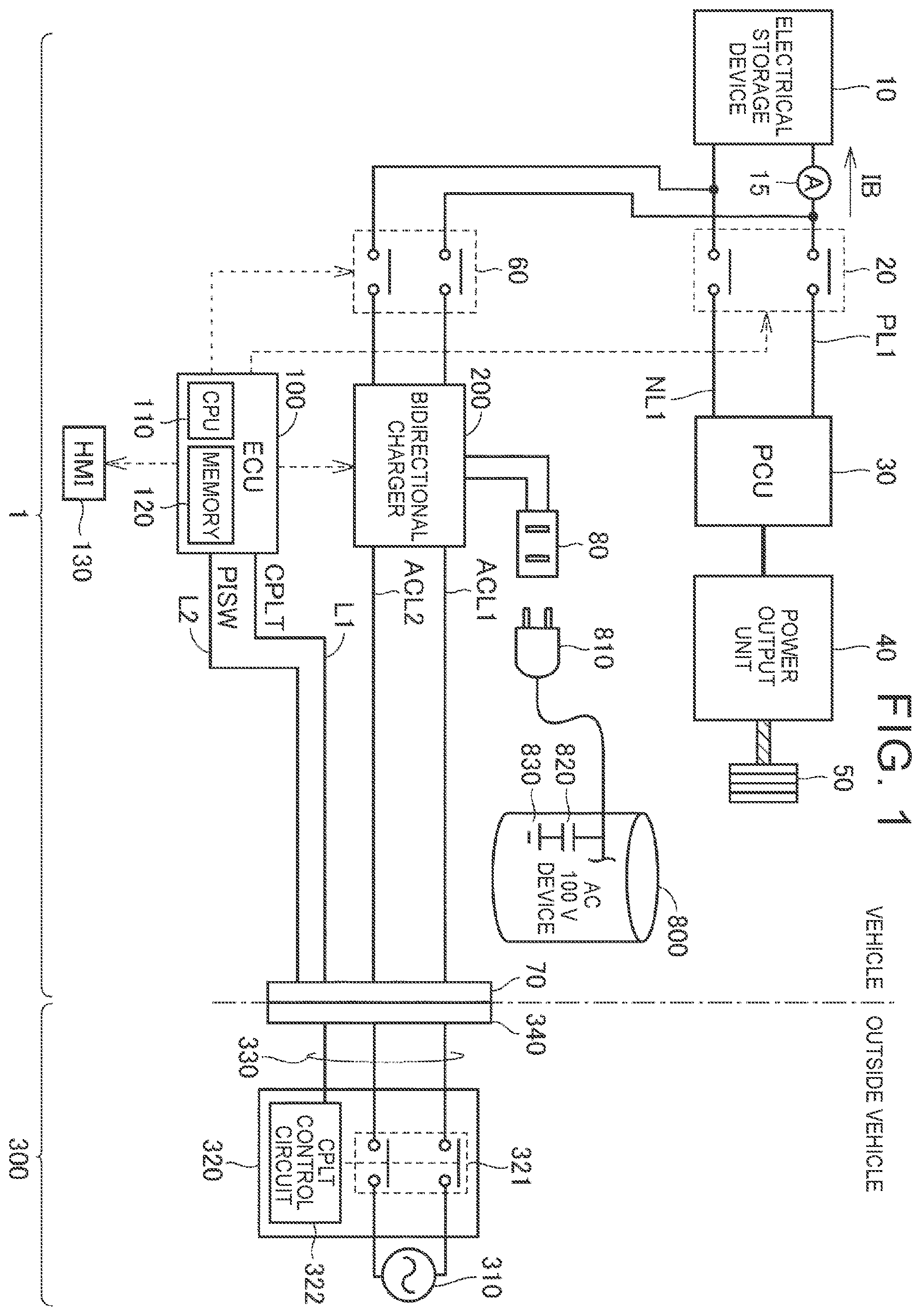 Patent US12576735 Figure 1 – Charge and discharge system, vehicle, and control method for charge and discharge system