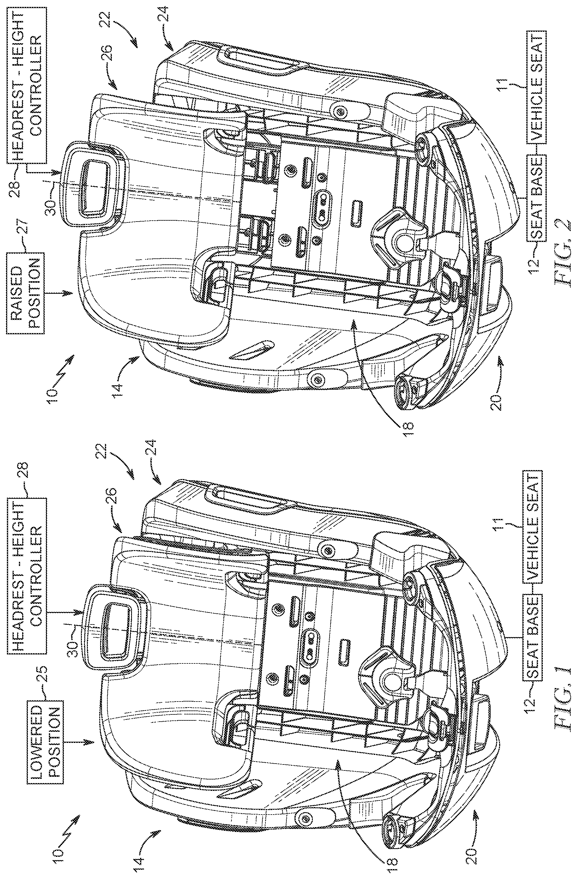 Patent US12576756 — Child restraint with movable headrest — Figure 1