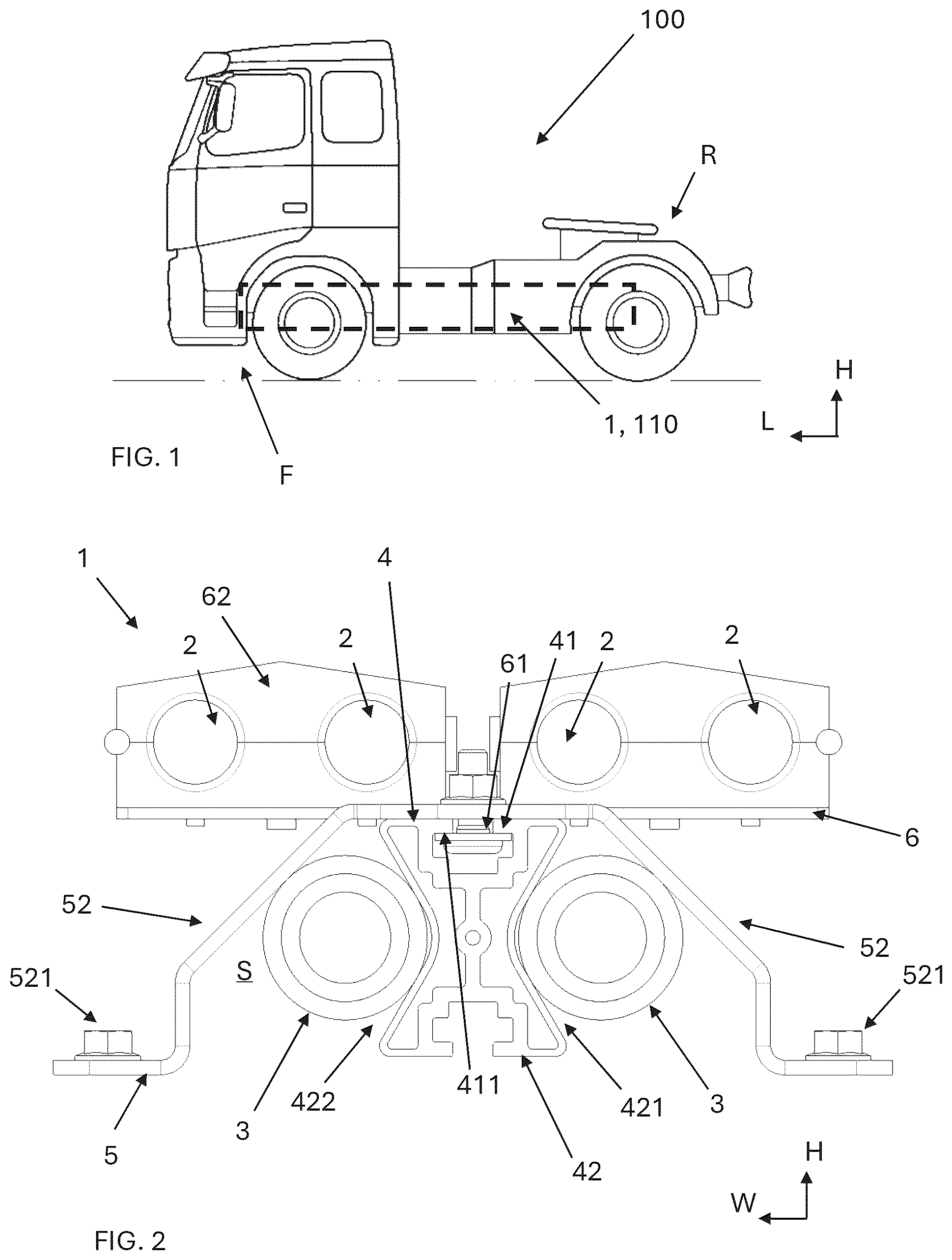 Patent US12576804 — Assembly for carrying elongated media along a vehicle frame and a vehicle — Figure 1