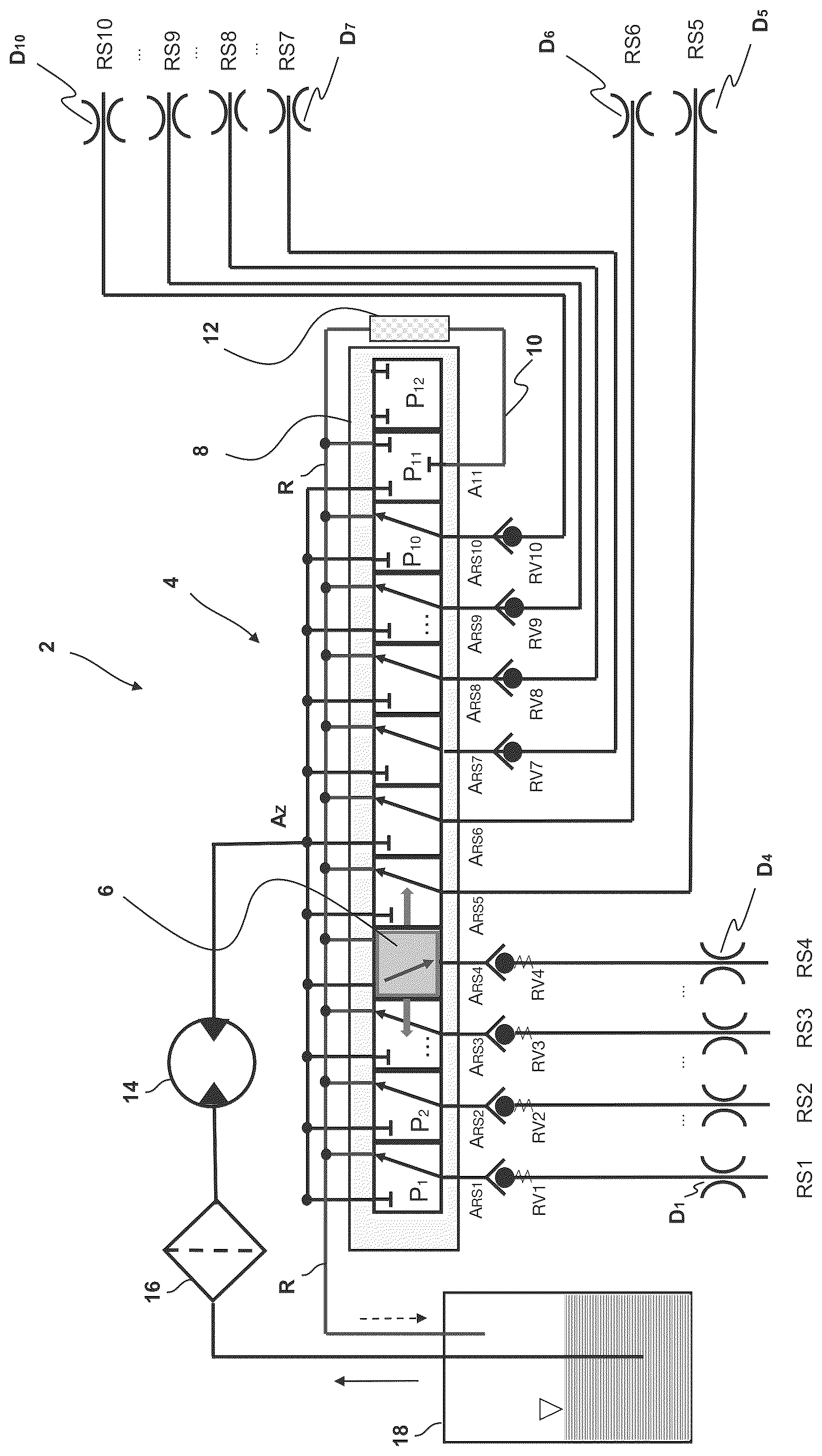 Patent US12576815 — Distribution device, liquid distribution actuator, cleaning device, vehicle and method of operating a cleaning device — Figure 1
