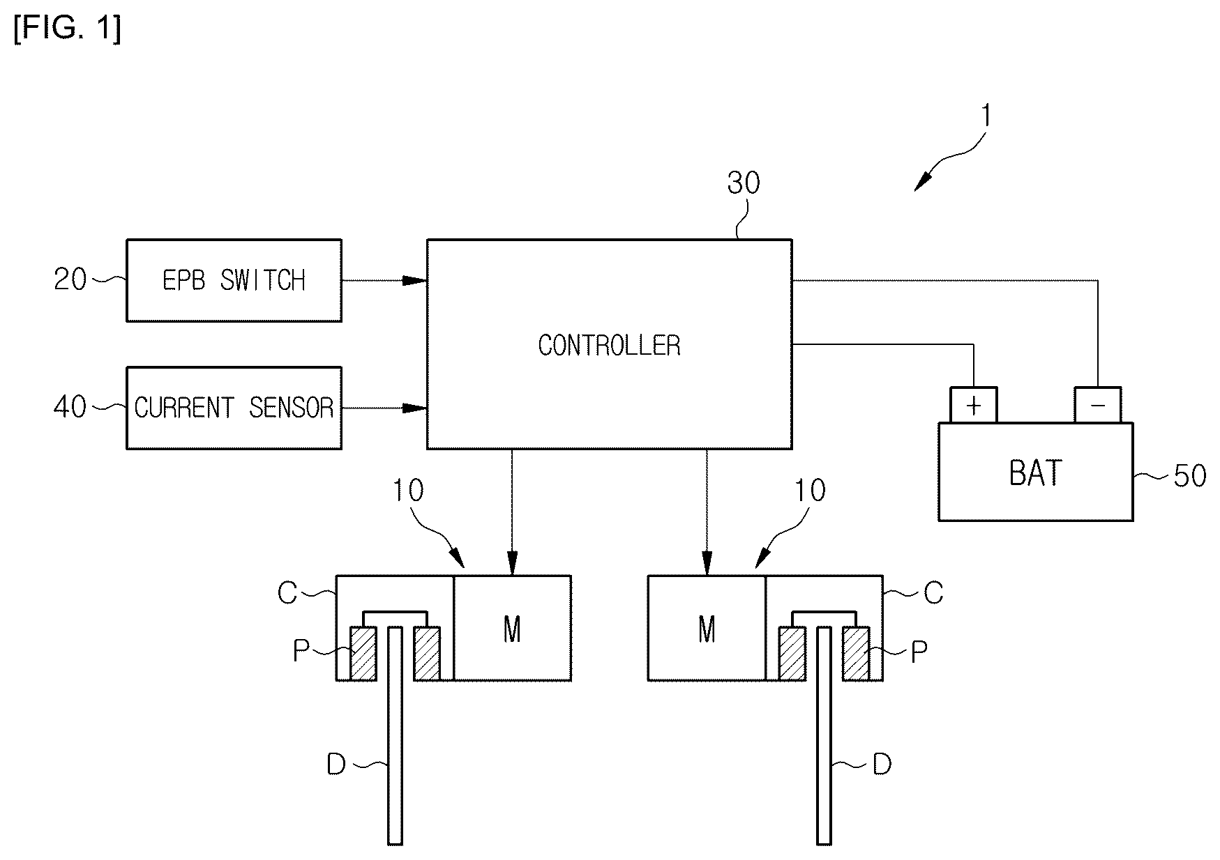 Patent US12576819 — Electronic parking brake system and control method thereof — Figure 1