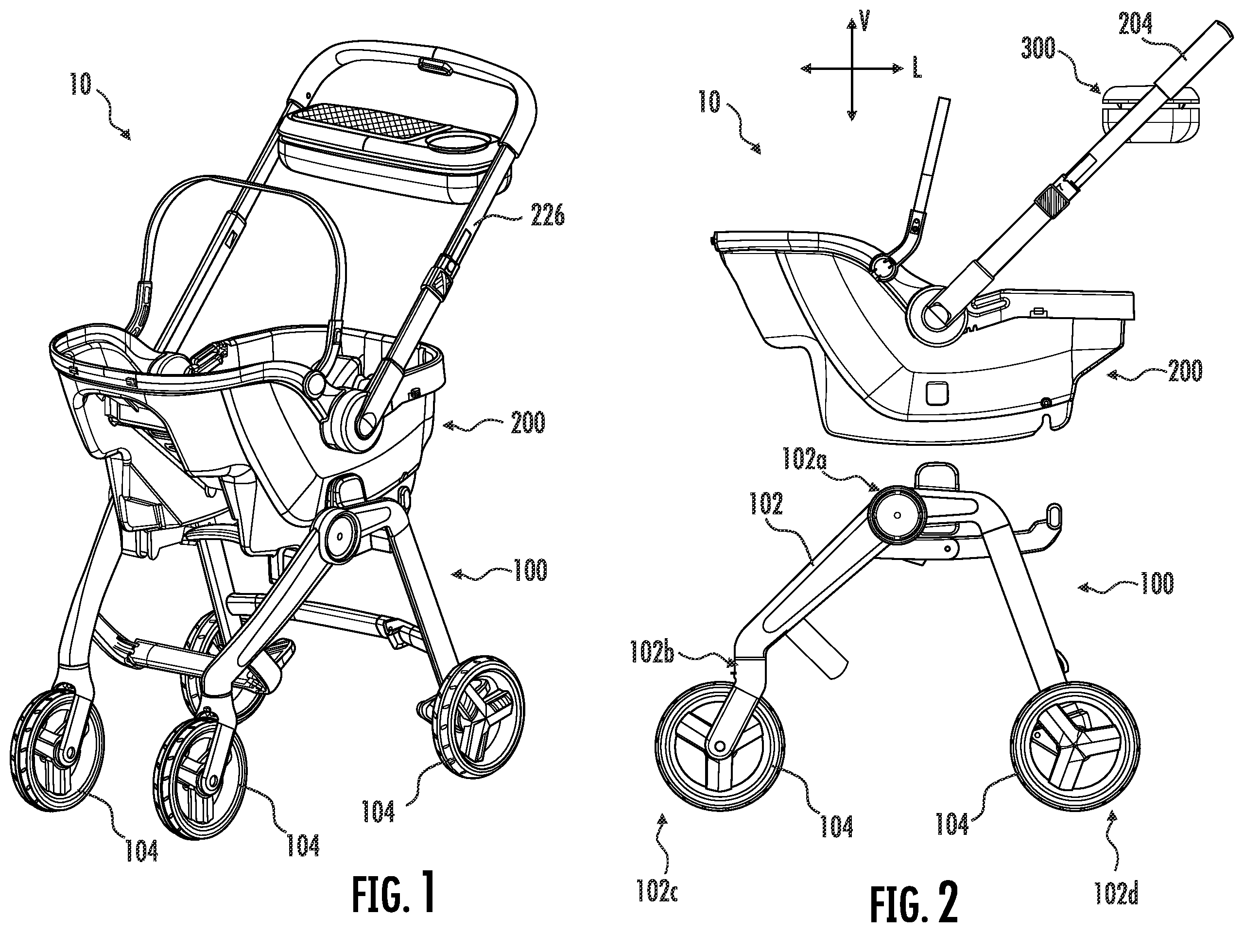 Patent US12576900 — Travel system having a child carrier with handle that extends and/or rotates — Figure 1