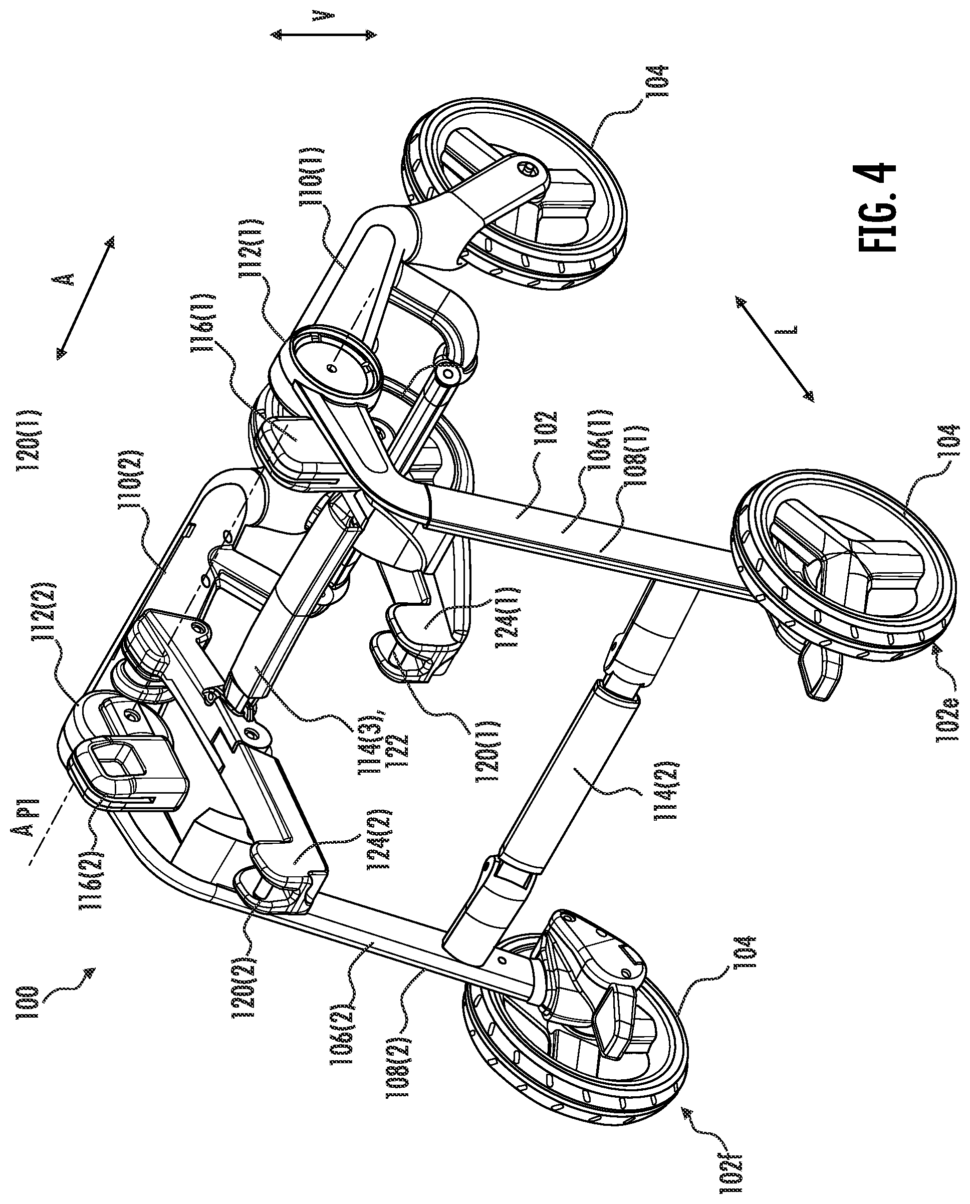 Patent US12576900 Figure 3 – Travel system having a child carrier with handle that extends and/or rotates