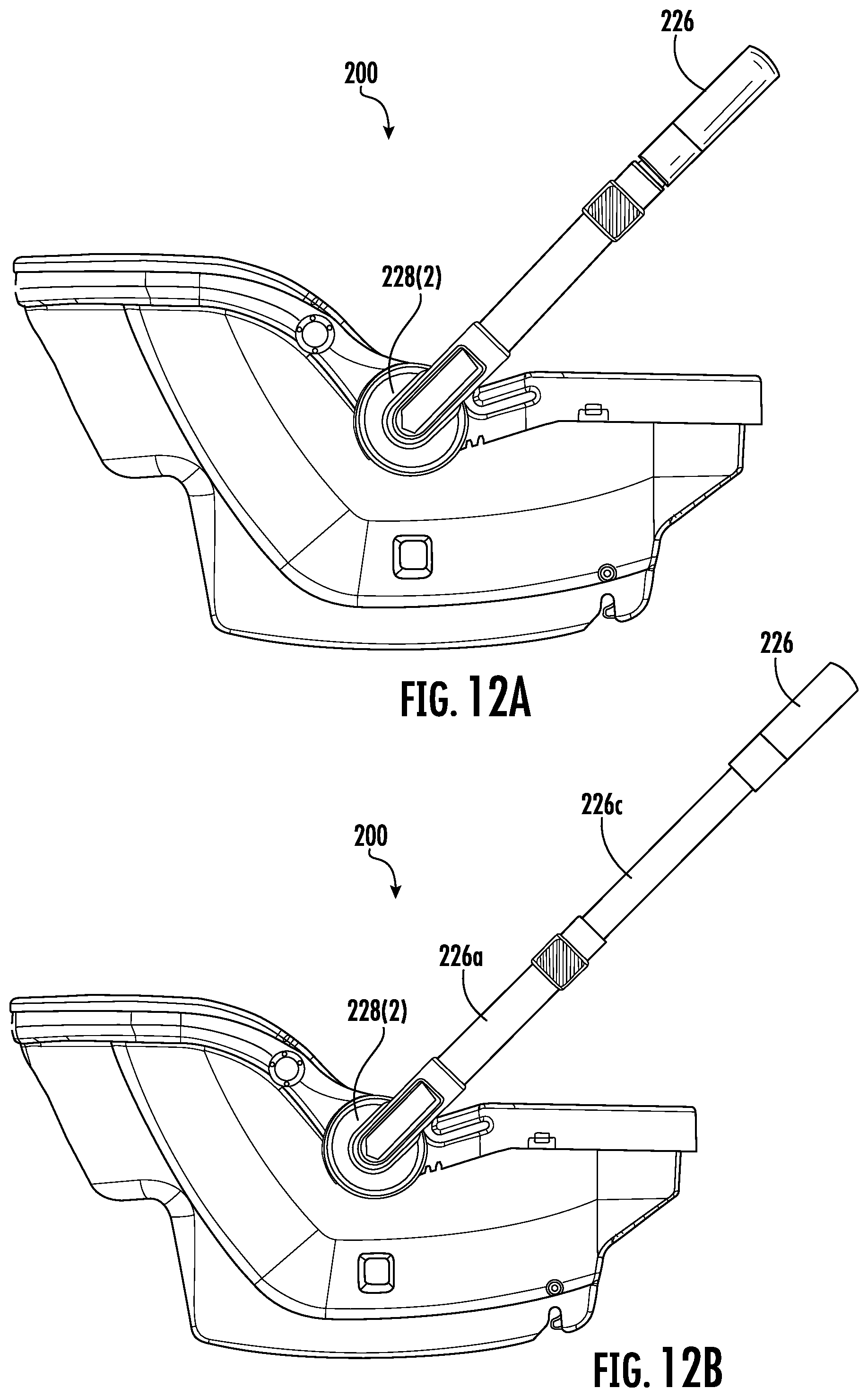 Patent US12576900 Figure 10 – Travel system having a child carrier with handle that extends and/or rotates