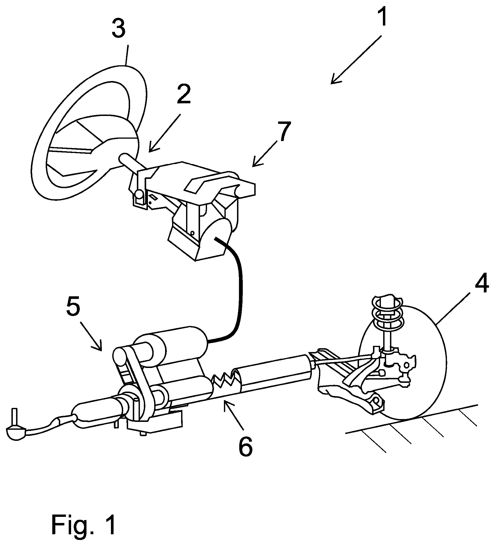 Patent US12576903 — Method for controlling a steer-by-wire steering system of a road vehicle with feedback actuator position calibration — Figure 1