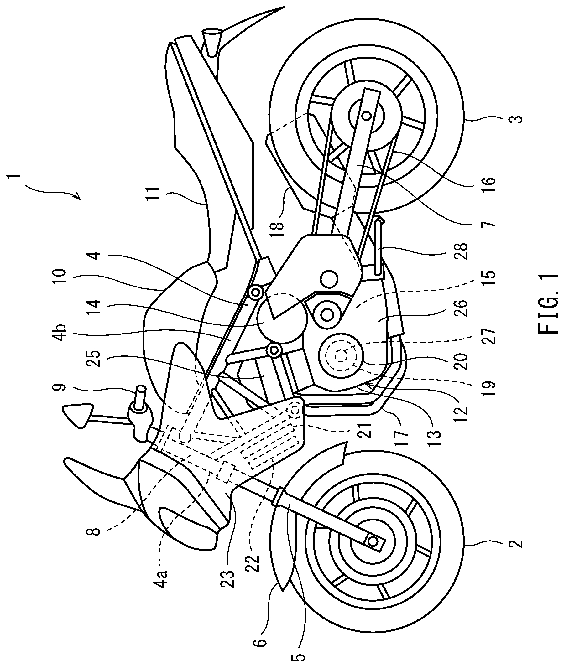 Patent US12576937 — Hybrid straddle vehicle — Figure 1