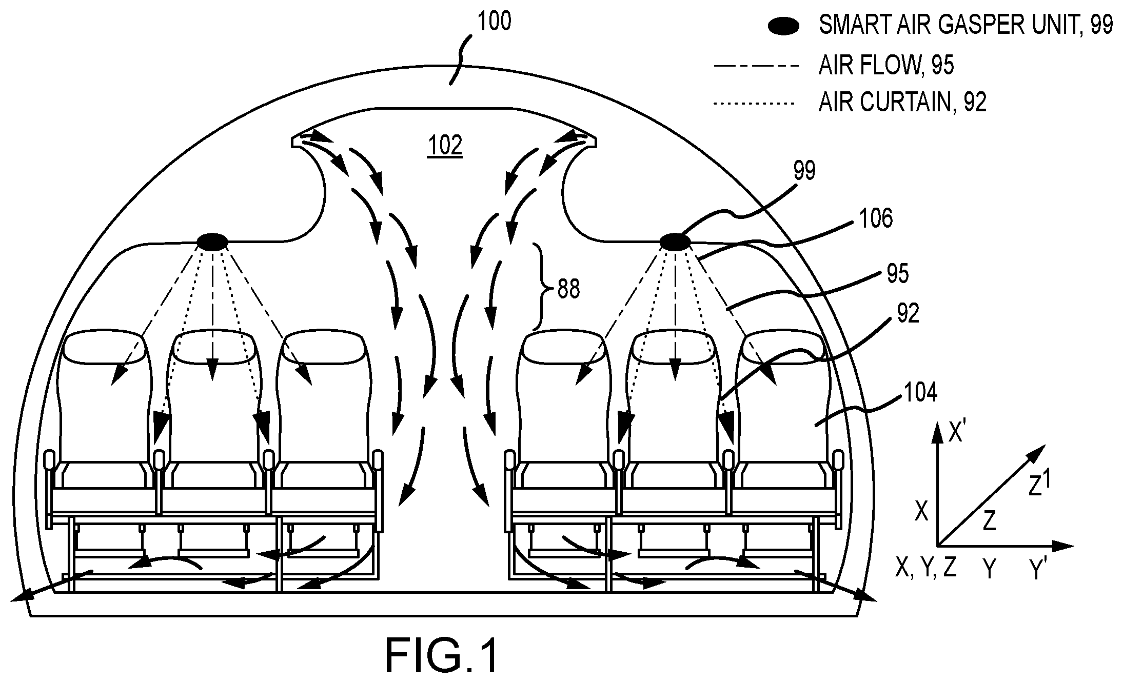 Patent US12576972 — Smart air gasper in the passenger service unit — Figure 1