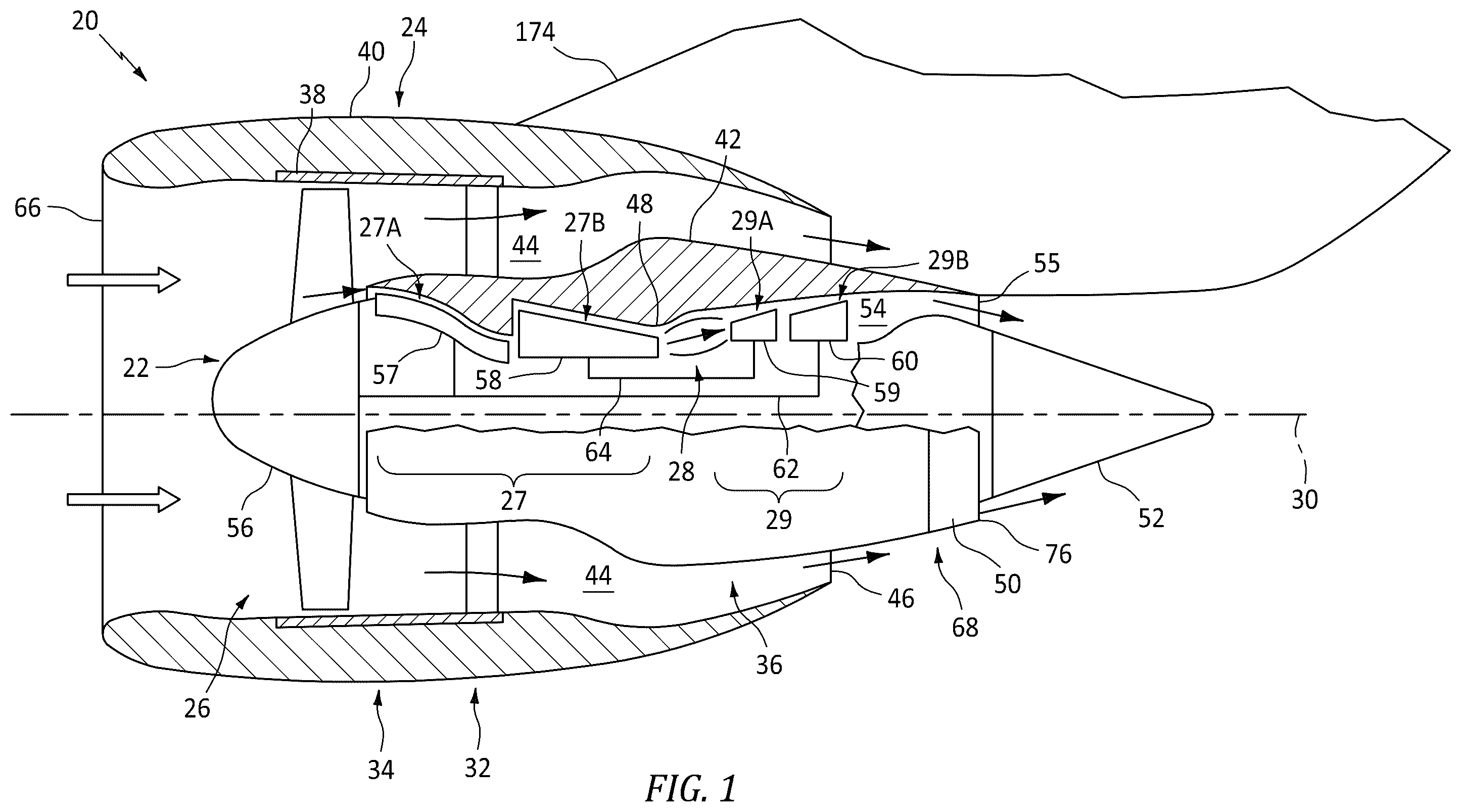 Patent US12576982 — Exhaust nozzle assembly for aircraft propulsion system — Figure 1