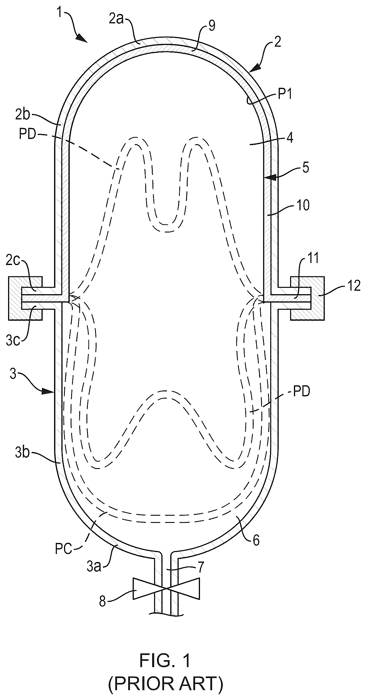 Patent US12576994 Figure 1 – Diaphragm for a fluid storage tank