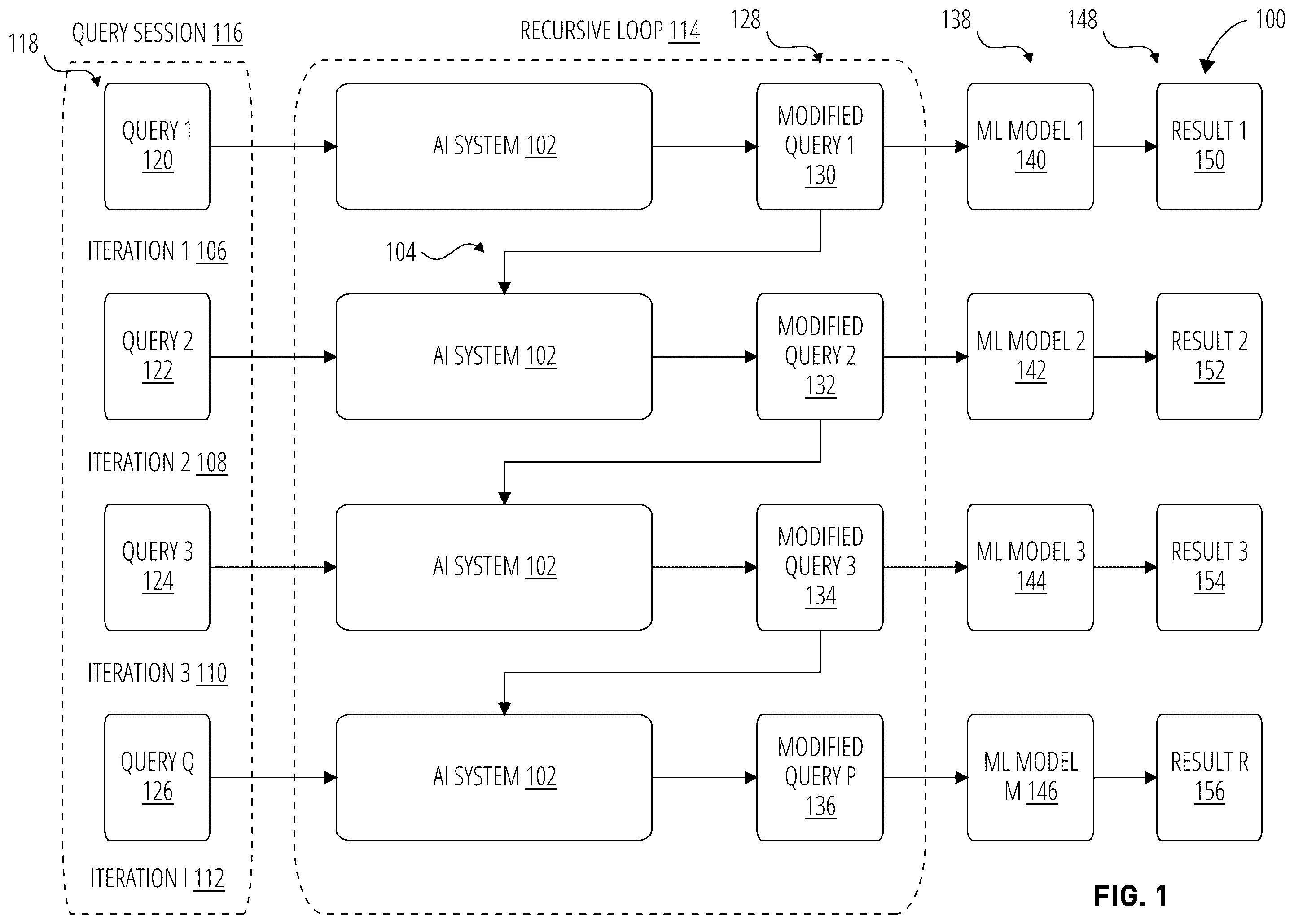 Patent US12579142 — Techniques for joint context query rewrite and intent detection — Figure 1