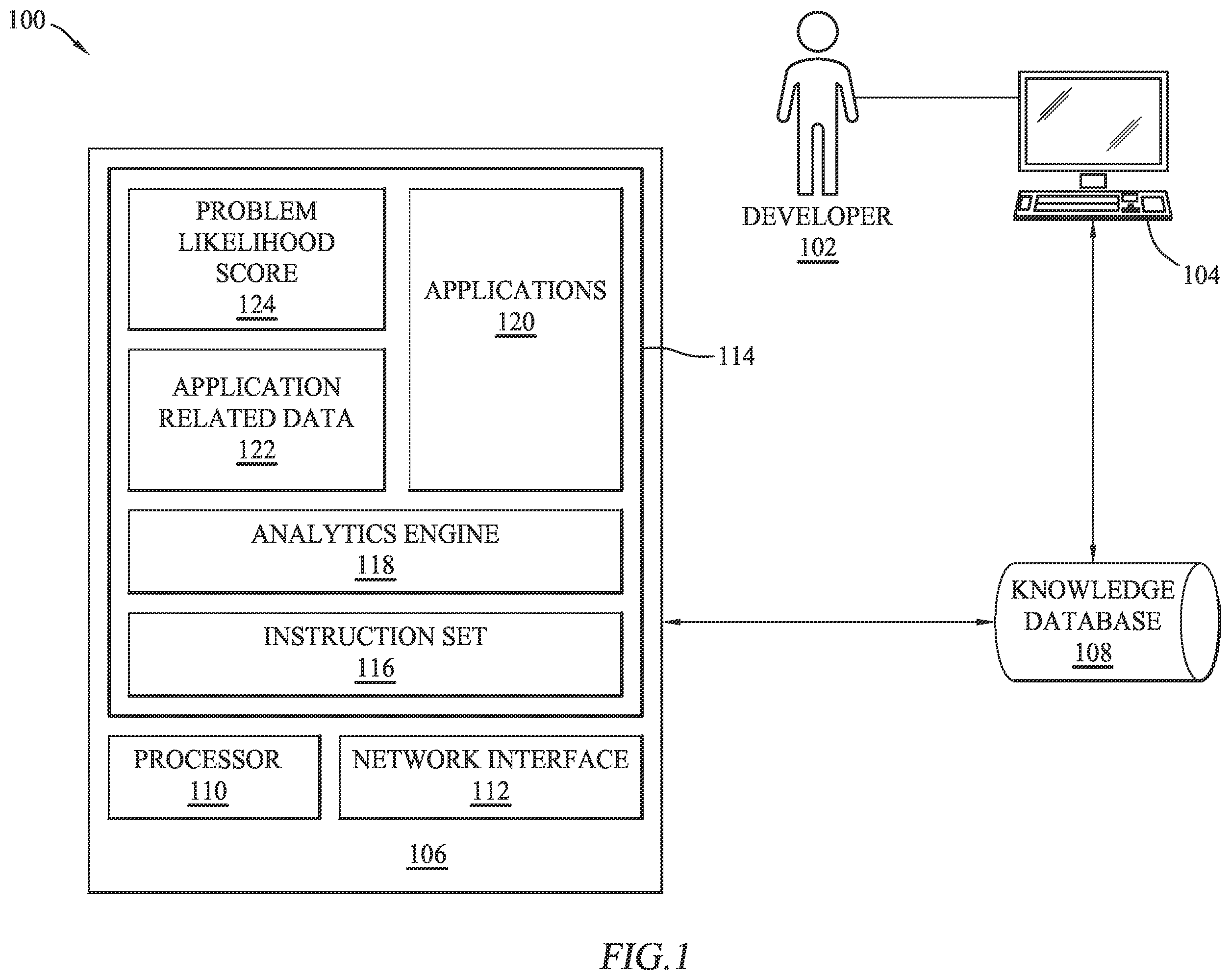 Patent US12579276 — Application vulnerability score based on stack traces — Figure 1