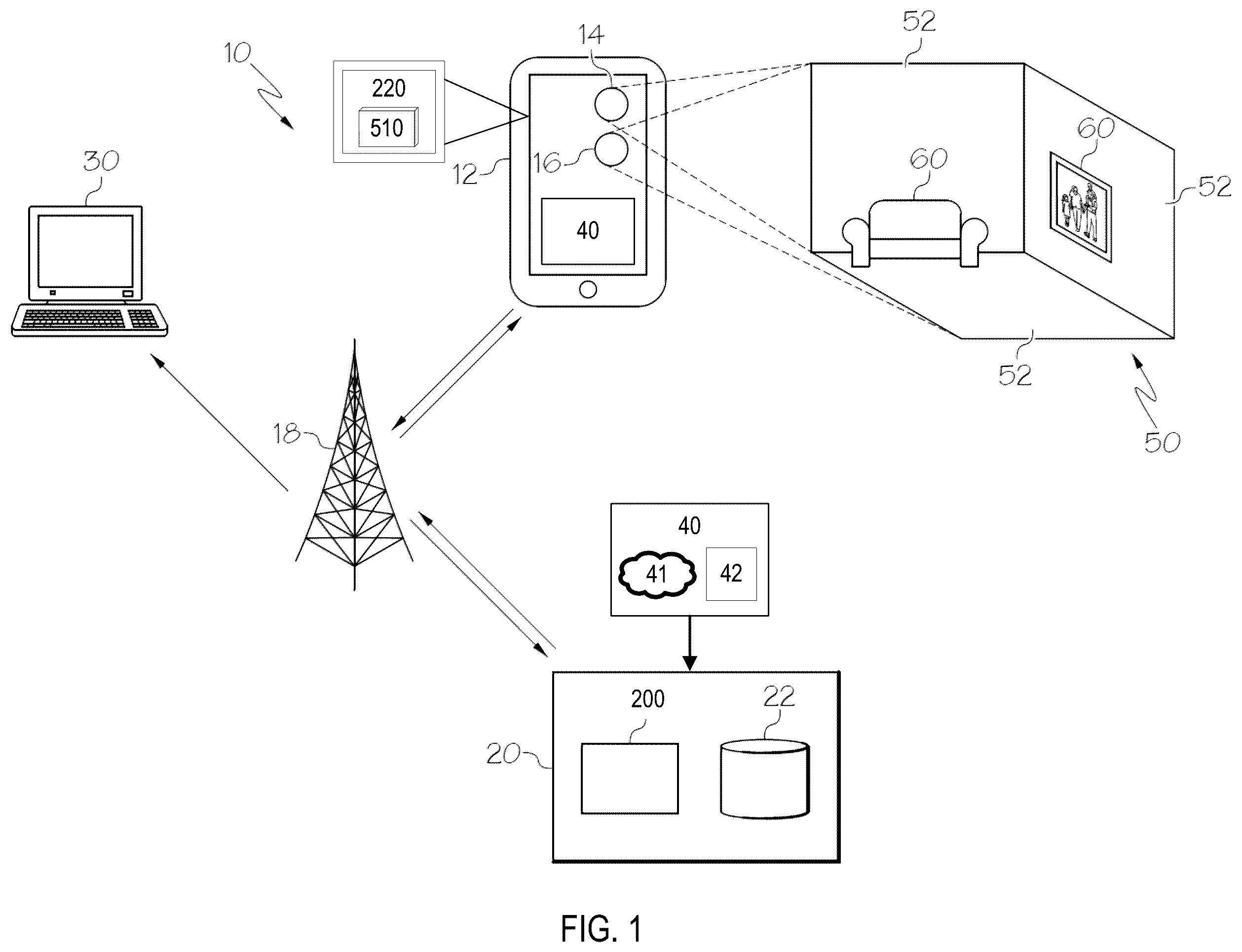 Patent US12579752 — System and method for creating and furnishing digital models of indoor spaces — Figure 1