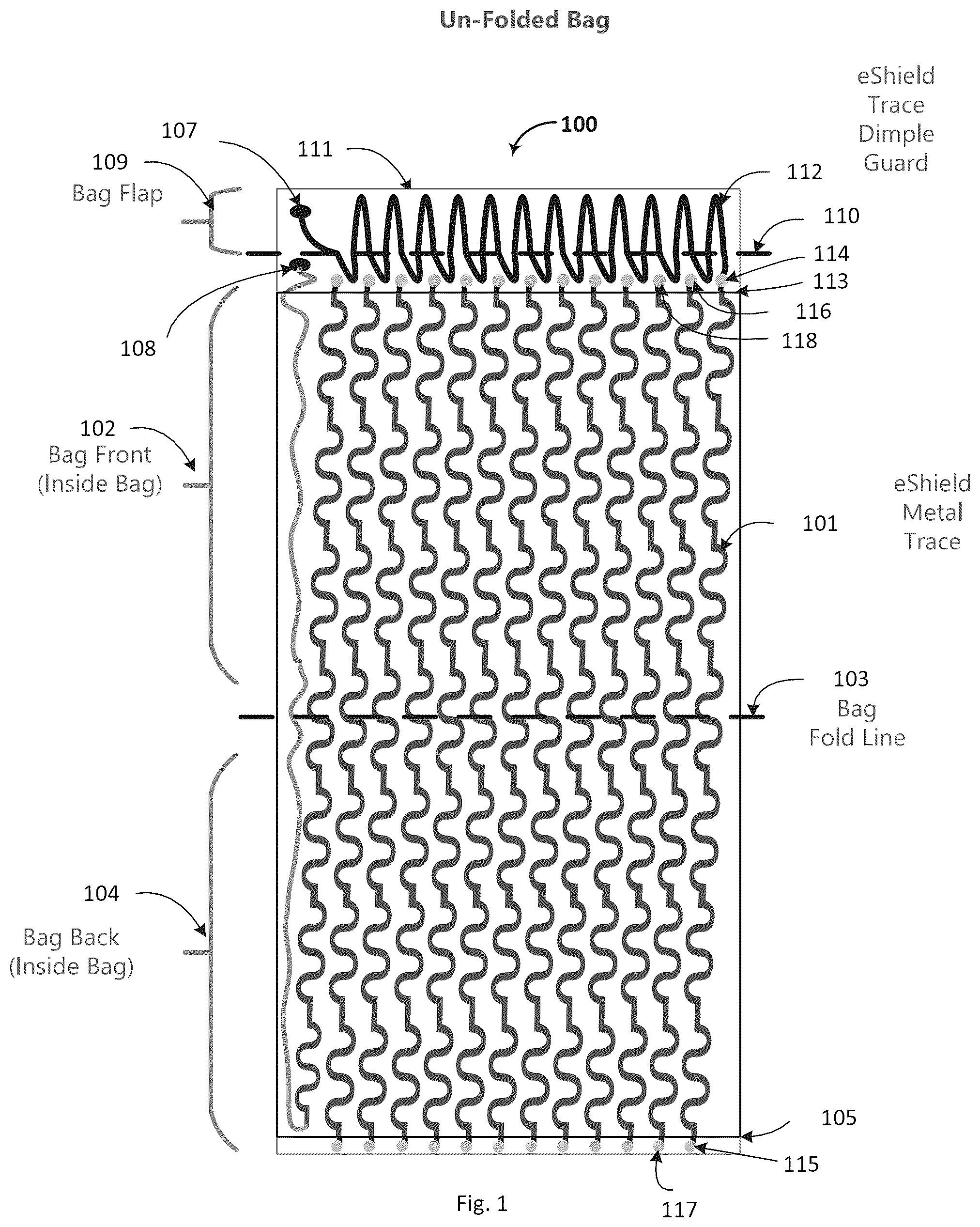Patent US12579910 Figure 1 – Variable pattern shield protection system for a tamper-evident container