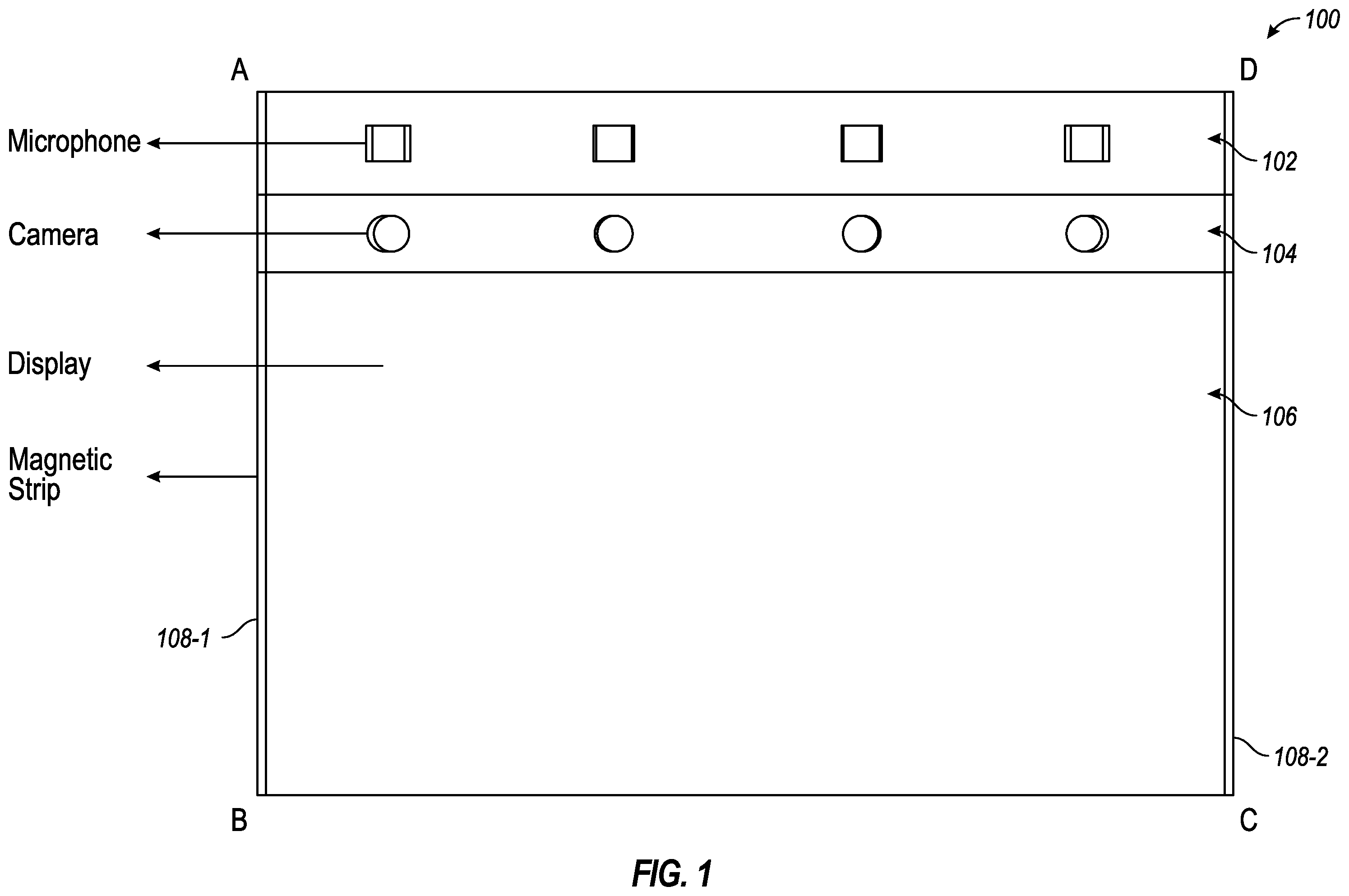 Patent US12581034 — Convertible computing device with conference form factor — Figure 1