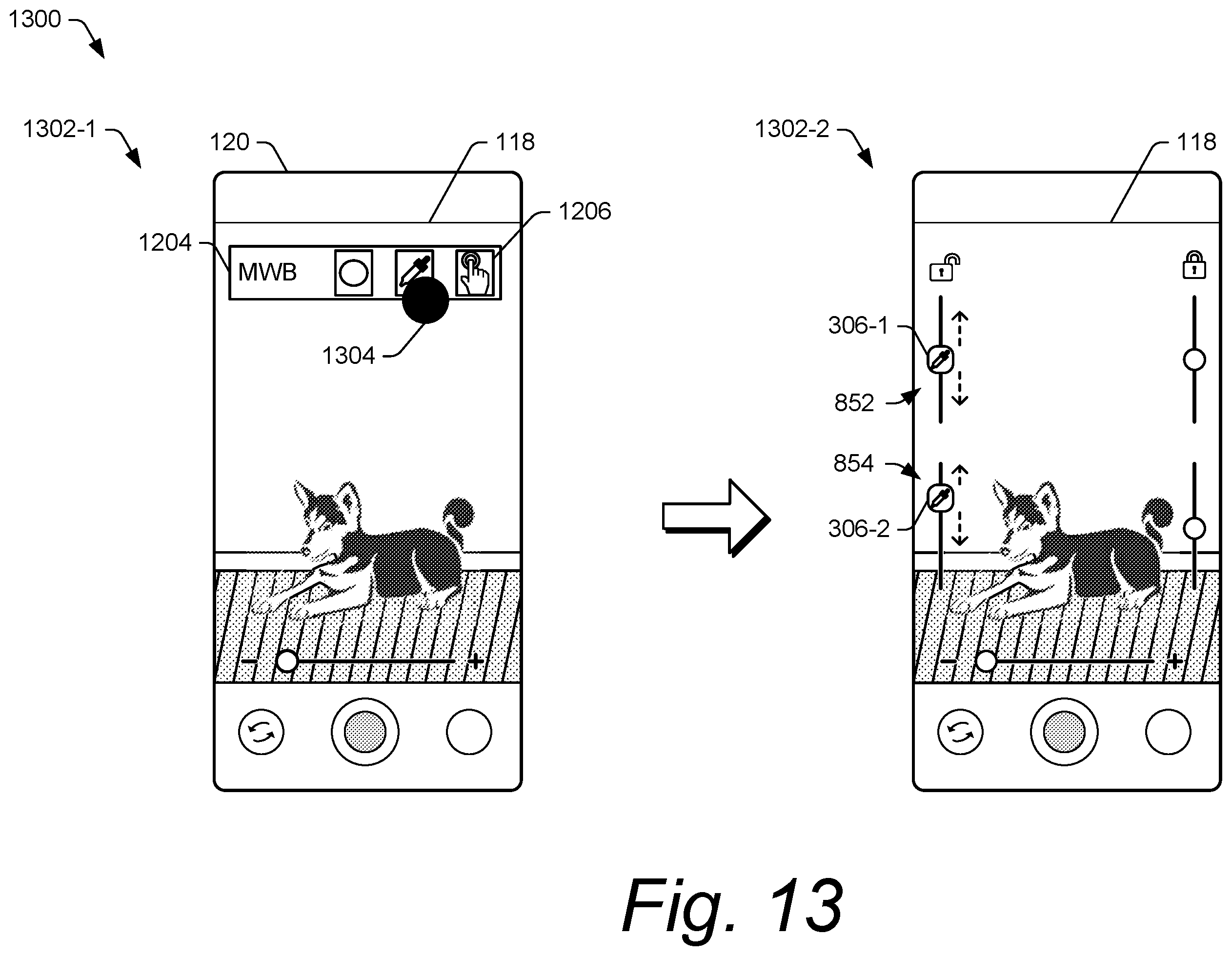 Patent US12581205 Figure 13 – Hybrid white-balance mode in a camera system of an electronic device