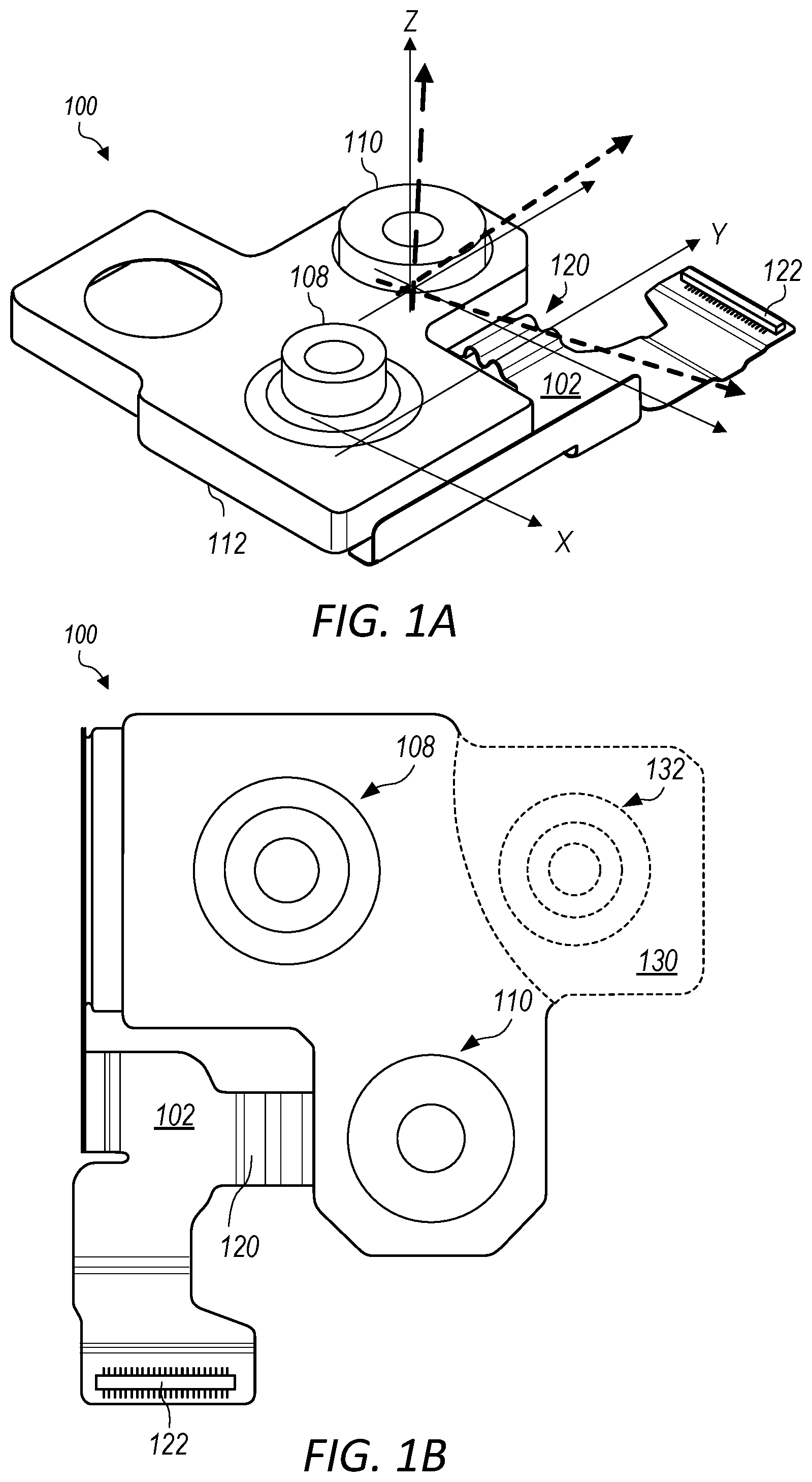 Patent US12581206 — Single flex circuit shared by multiple cameras of a multi-camera system — Figure 1