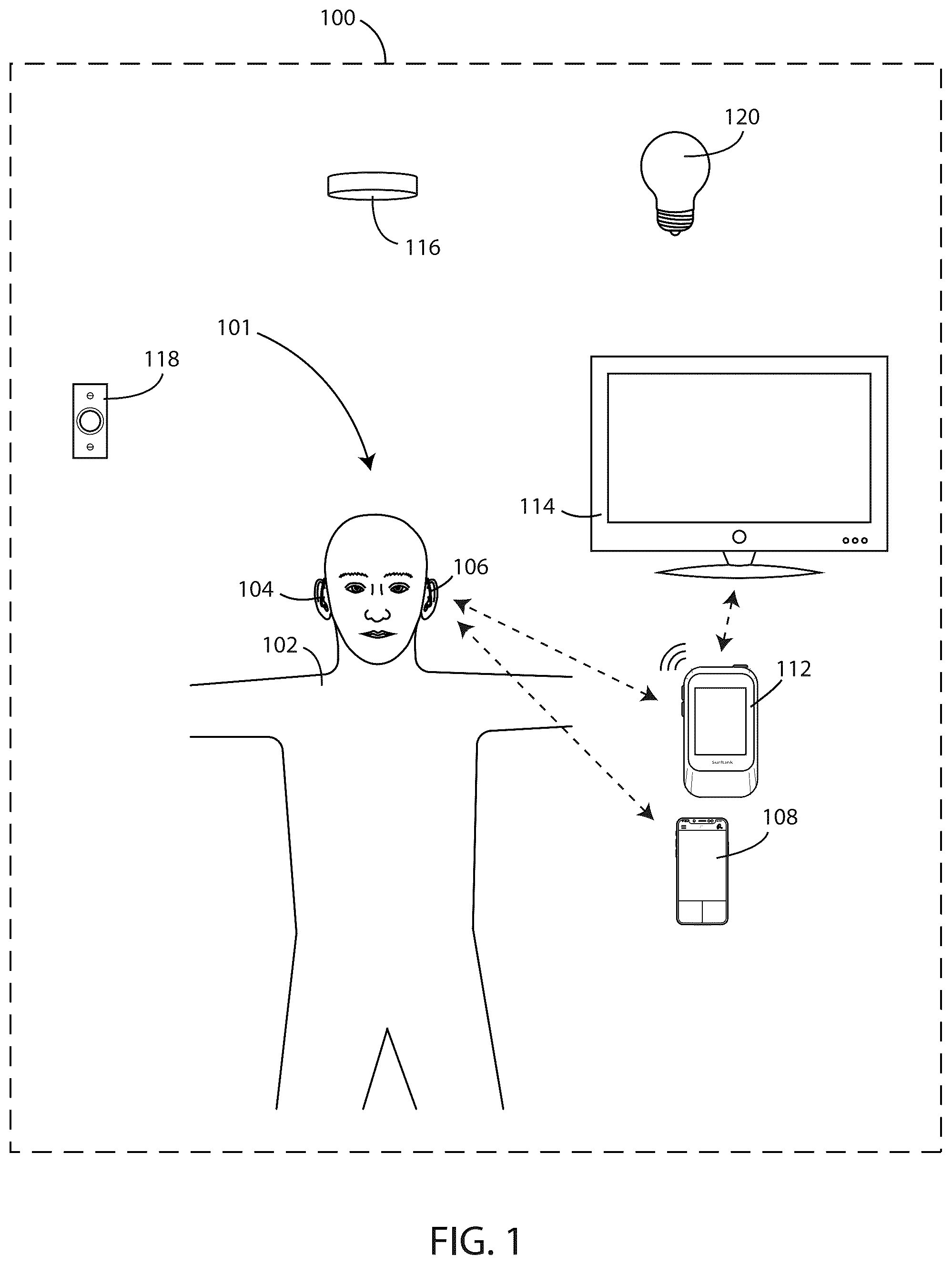 Patent US12581253 — Hearing assistance devices with control of other devices — Figure 1