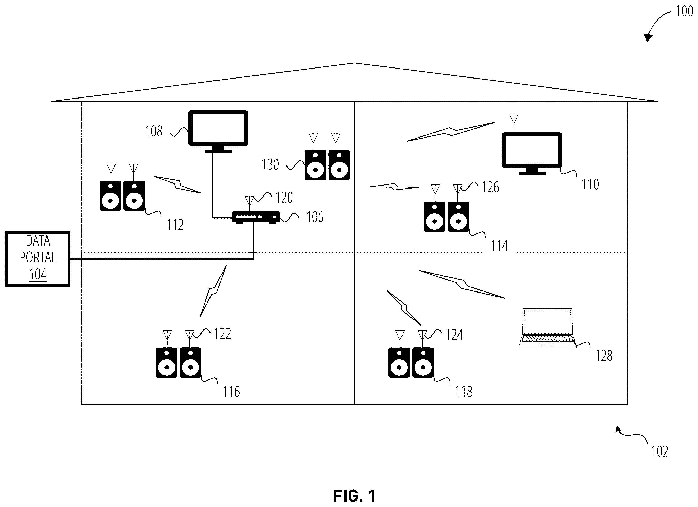 Patent US12581257 Figure 1 – Systems and methods for audio source localization in a multi-speaker system