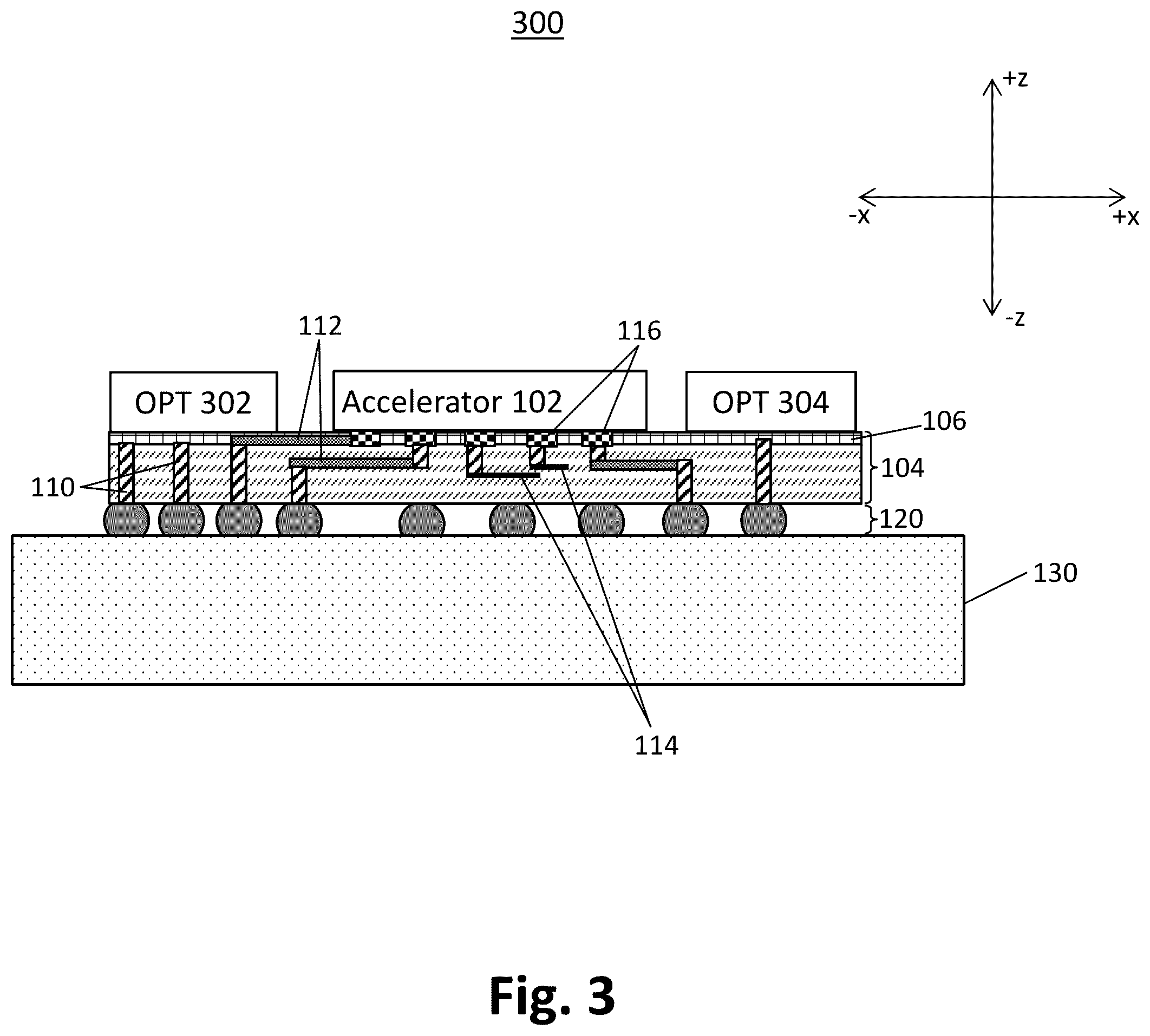 Patent US12581663 Figure 3 – Heterogeneous integration structure with voltage regulation