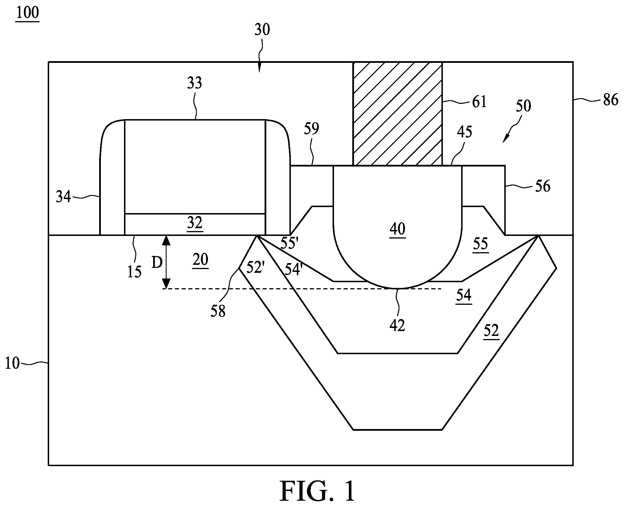 Patent US12581697 — Semiconductor device with silicide-embedded stressor source and drain structure — Figure 1
