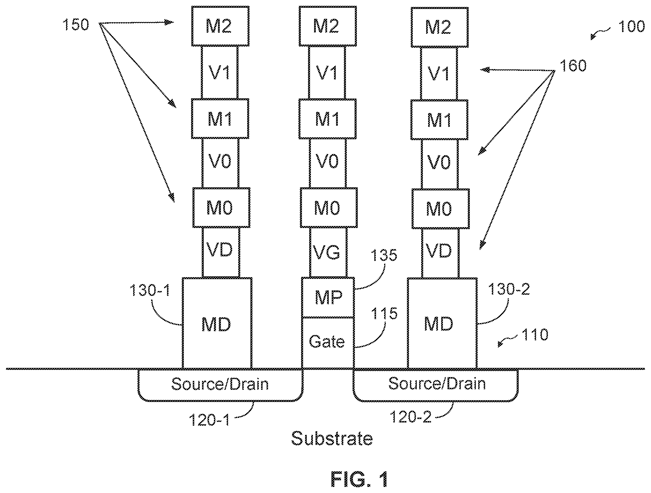 Patent US12581713 — Via alternate net spacing — Figure 1
