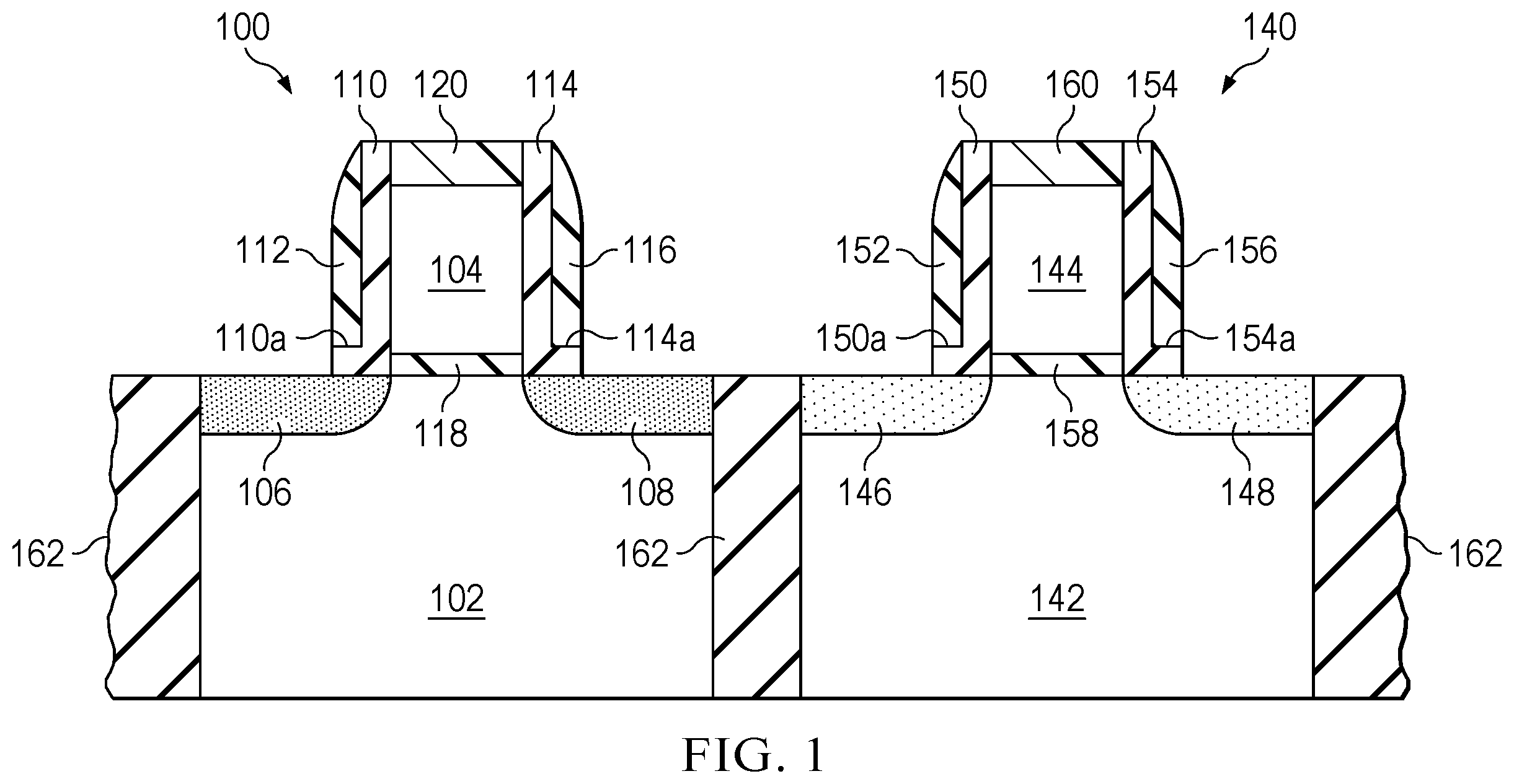 Patent US12581718 — Raised source/drain transistor — Figure 1