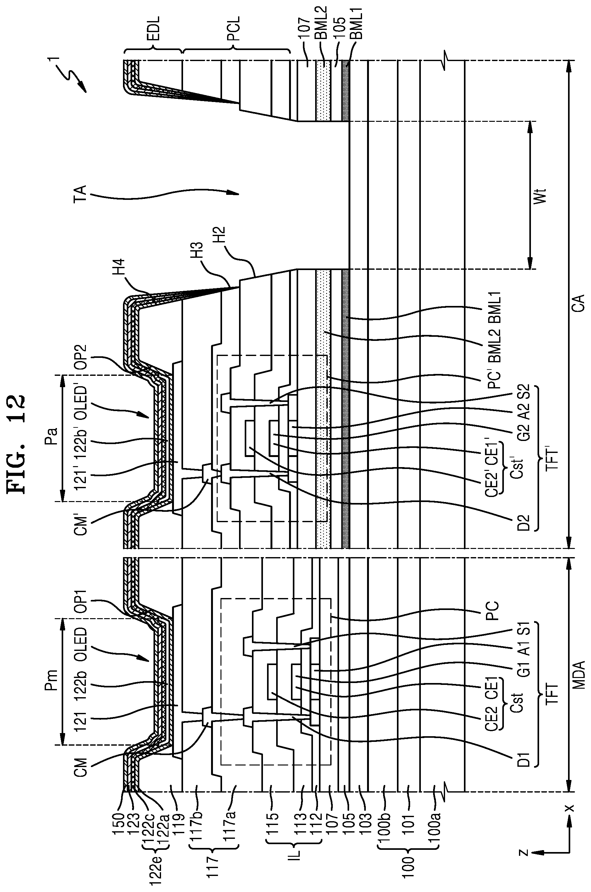 Patent US12581734 Figure 12 – Display apparatus and electronic apparatus