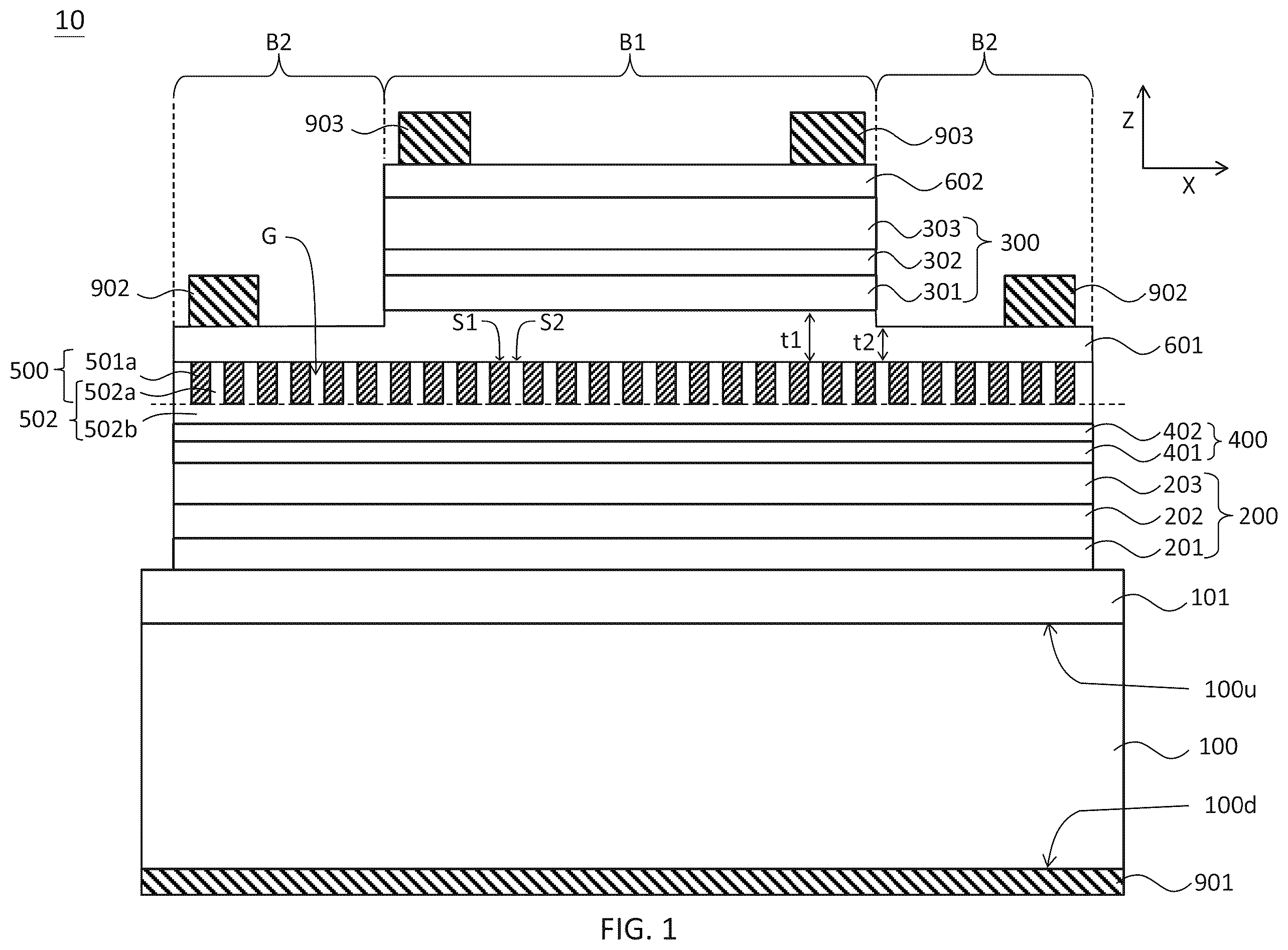 Patent US12581785 — Optoelectronic device — Figure 1