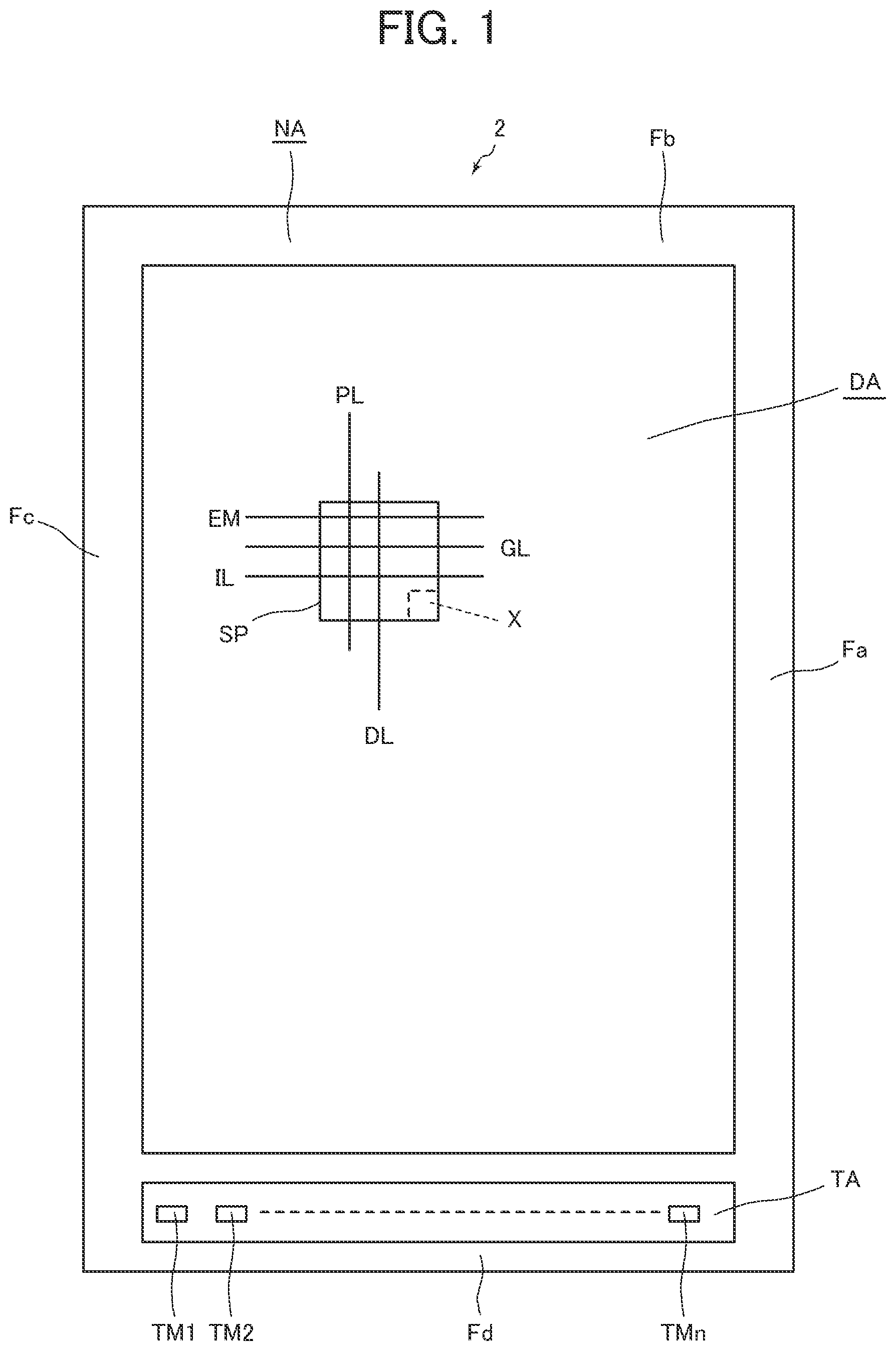 Patent US12581809 — Display device and display device production method that prevents deterioration in display performance — Figure 1