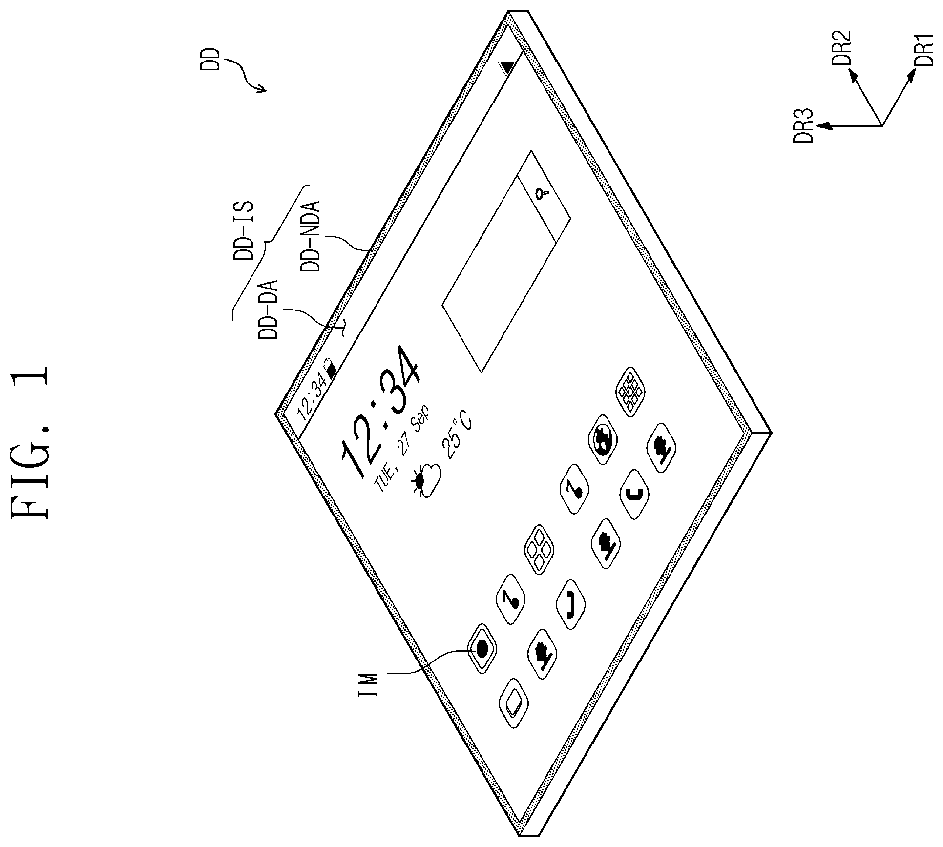 Patent US12581817 Figure 1 – Display device including input sensor with increased sensitivity