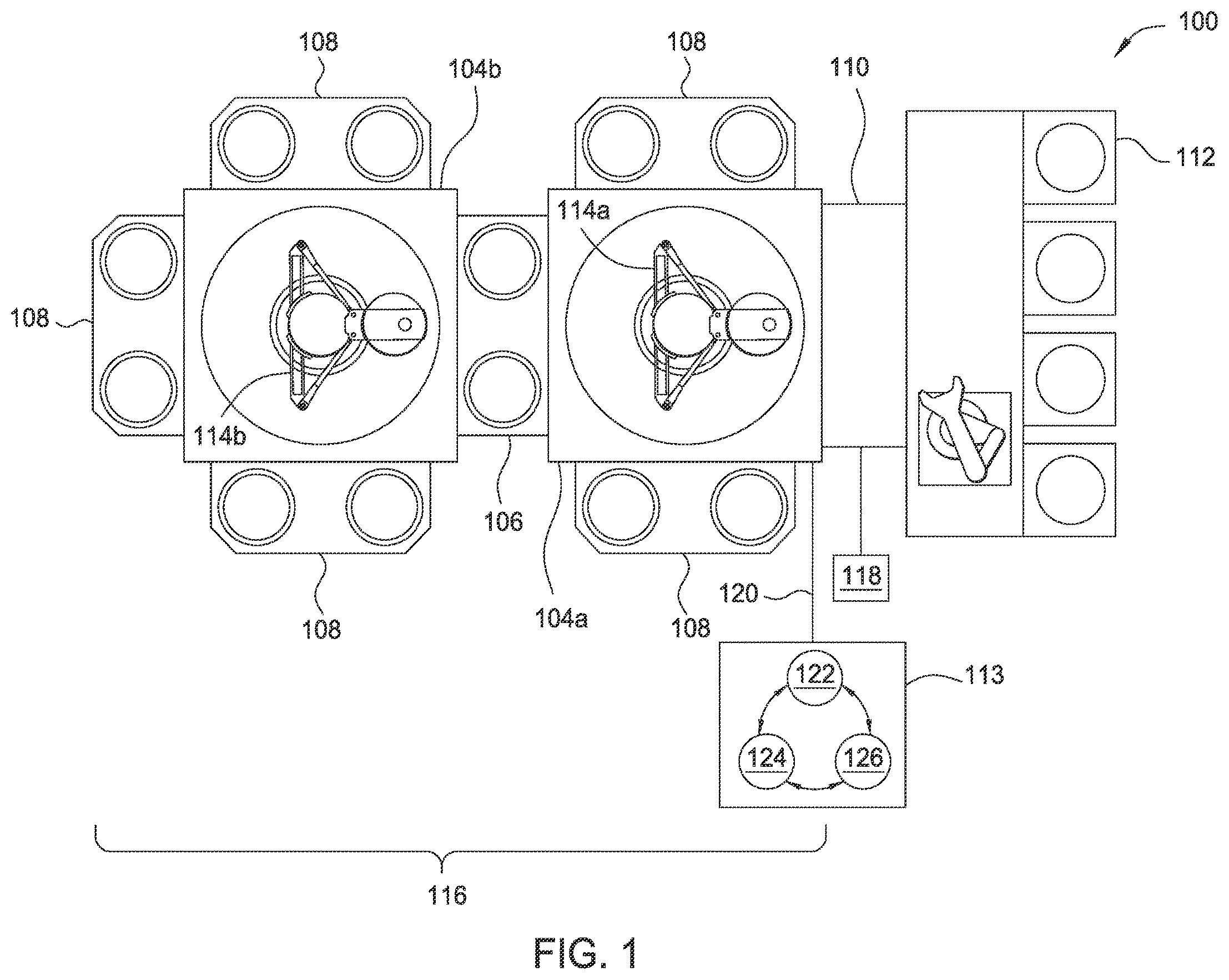 Patent US12581896 — External substrate system rotation in a semiconductor processing system — Figure 1